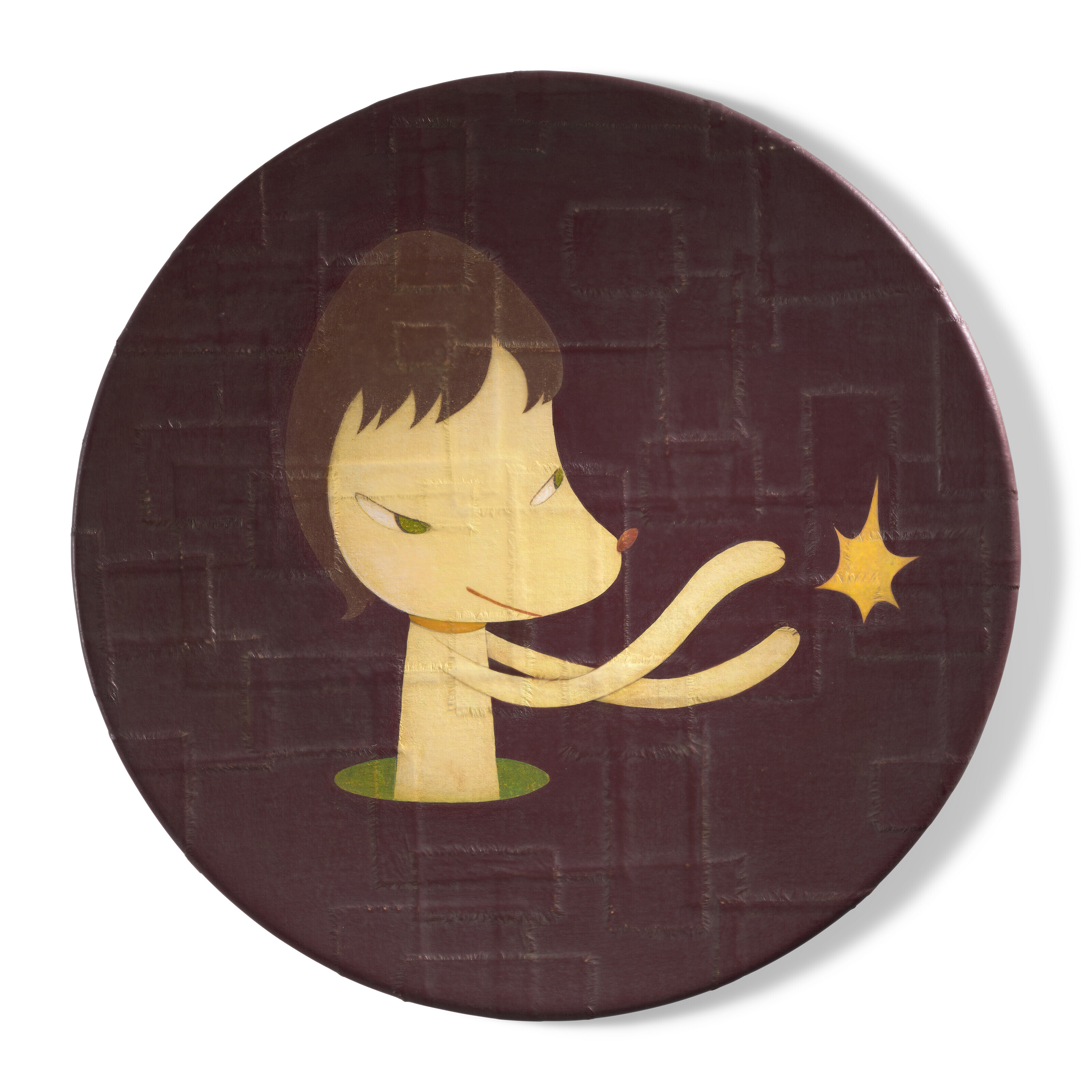 Yoshitomo Nara (b. 1959), KAMEHAME - HA, 2004. Acrylic on cotton mounted on FRP. Diameter: 55.2 cm (21&frac34; in). Sold for HK$8,820,000 on 28 May 2023 at Christie&rsquo;s in Hong Kong