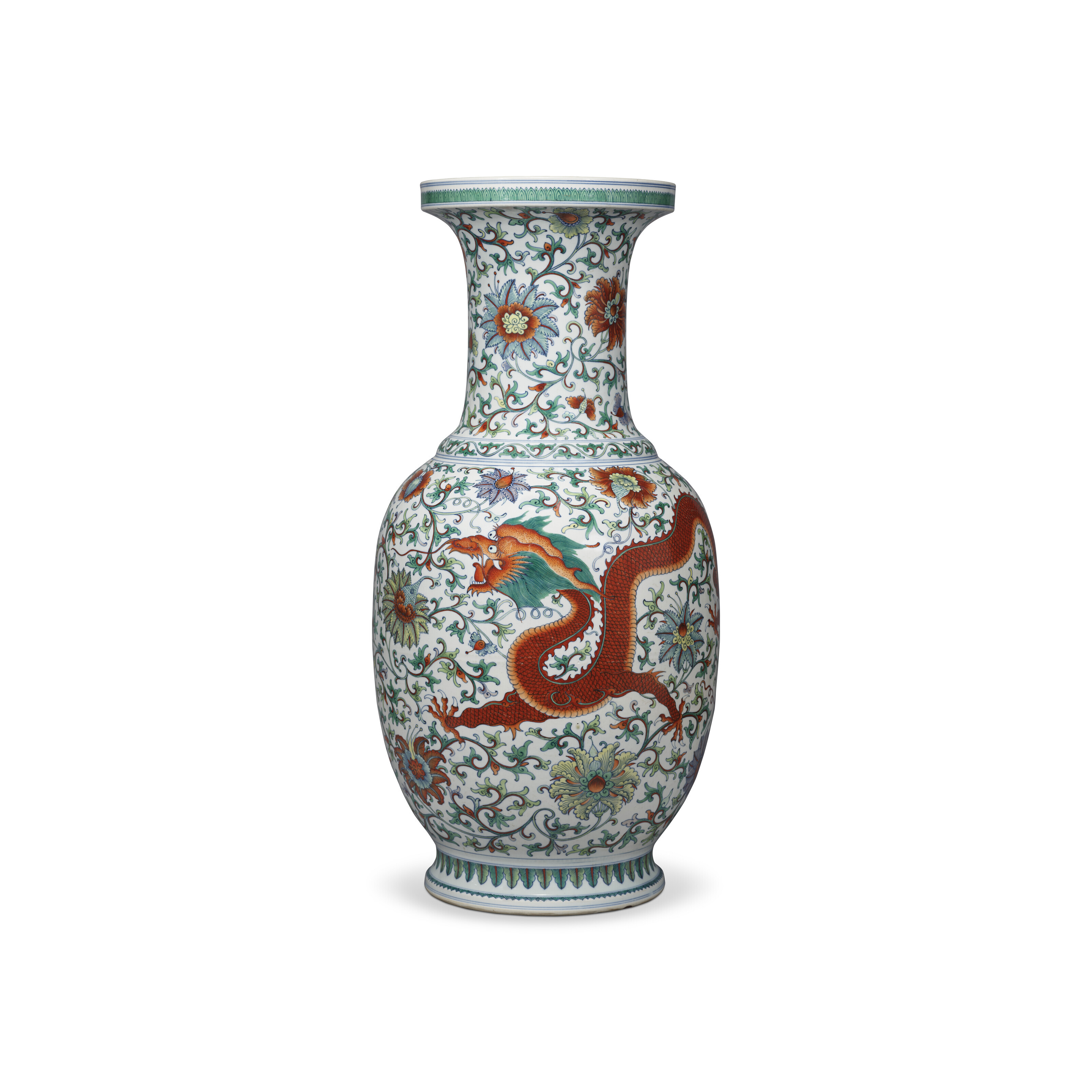 2106 古美術  大清雍正年製銘　天藍釉　花鳥紋橄欖瓶　珍蔵品　時代物 A superb and extremely rare blue and white vase with fruit