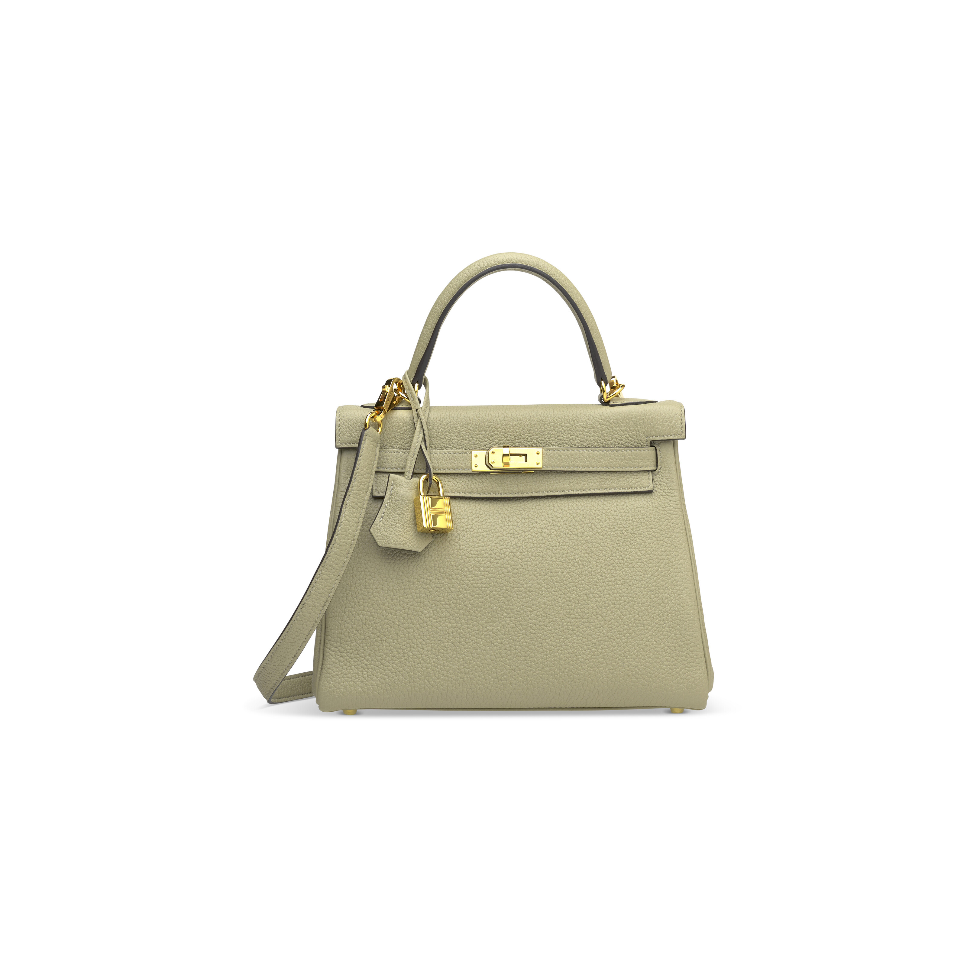A SAUGE CLÉMENCE LEATHER RETOURNÉ KELLY 25 WITH GOLD HARDWARE