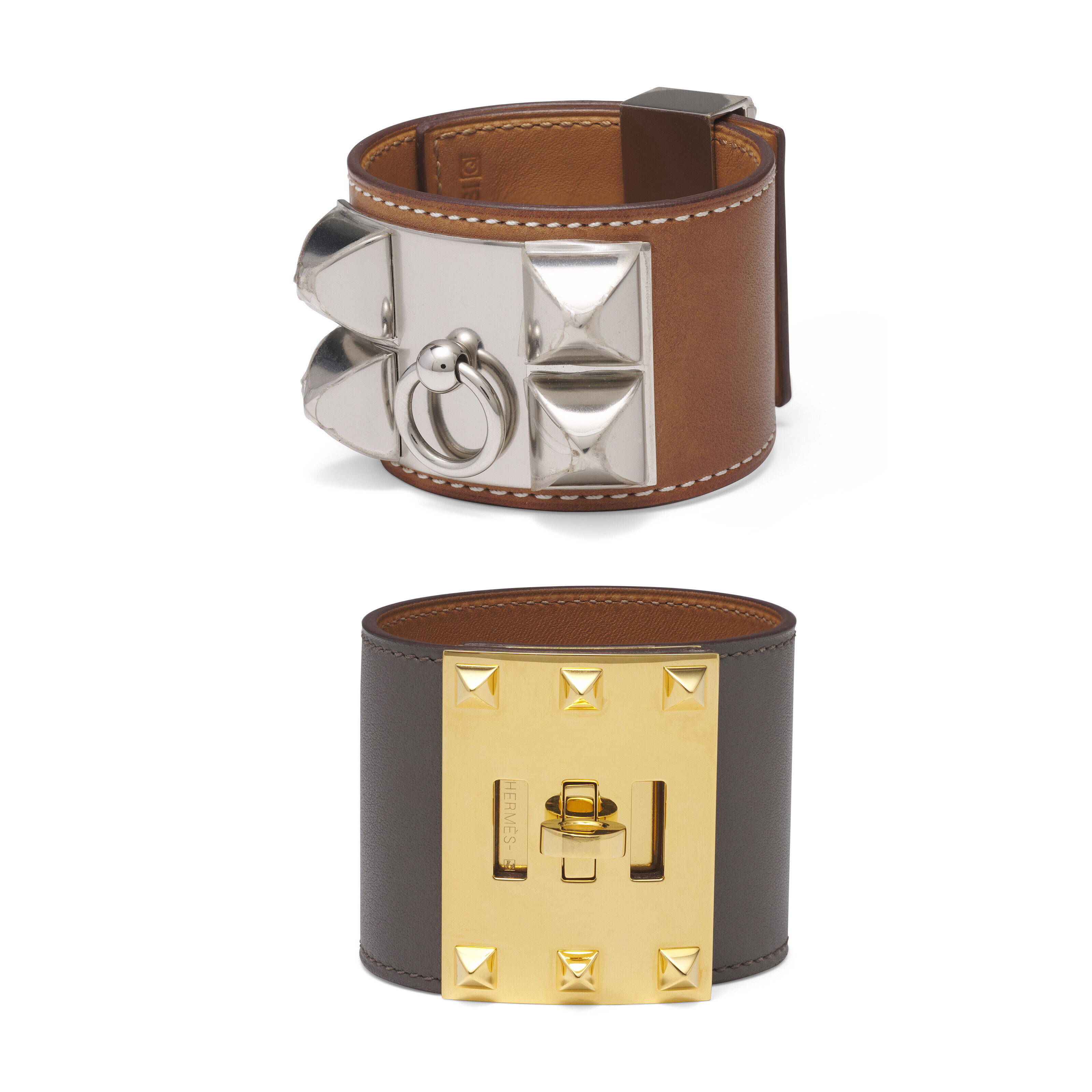 A SET OF TWO A FAUVE BAR NIA LEATHER COLLIER DE CHIEN BRACELET