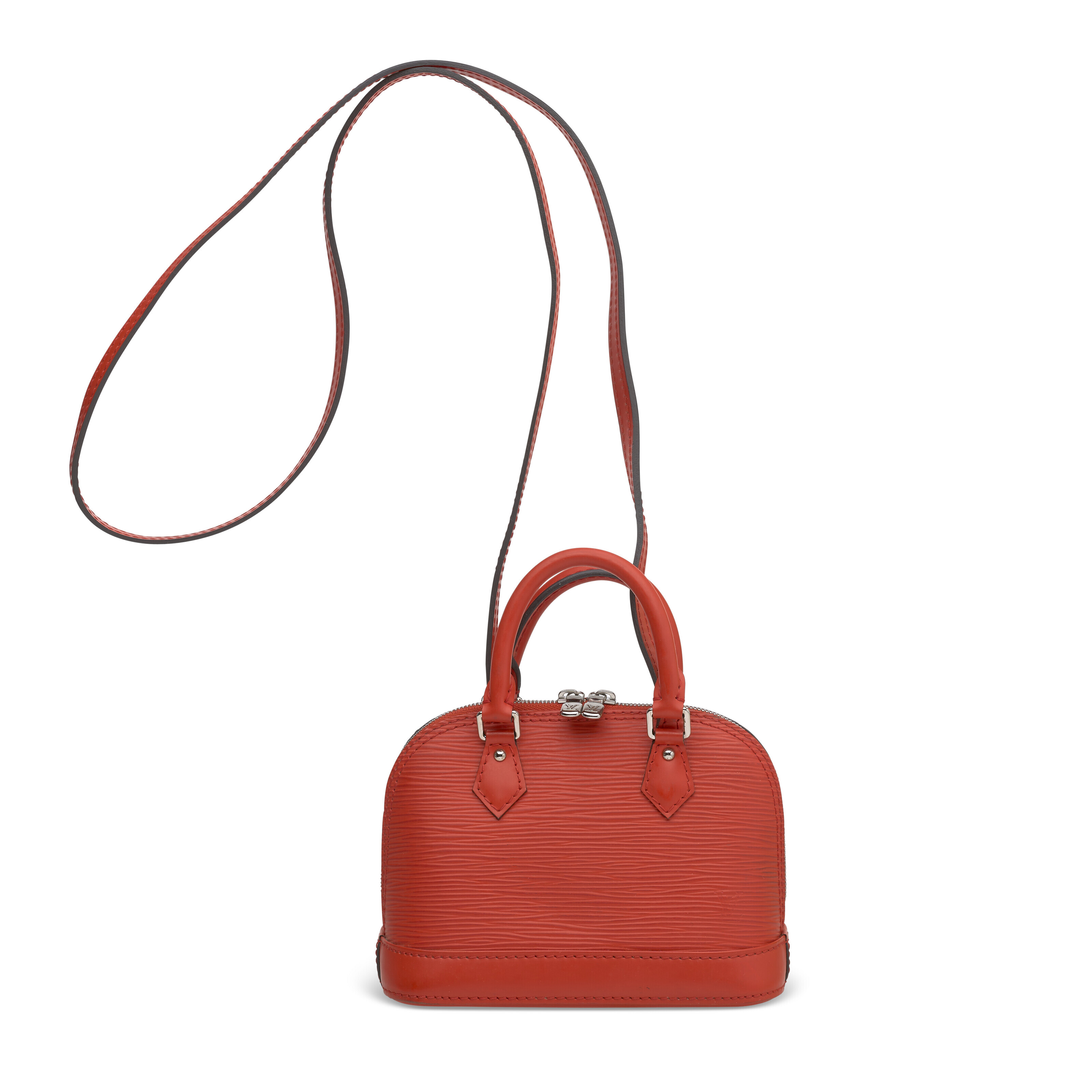 A RED EPI LEATHER NANO ALMA BAG WITH SILVER HARDWARE, LOUIS