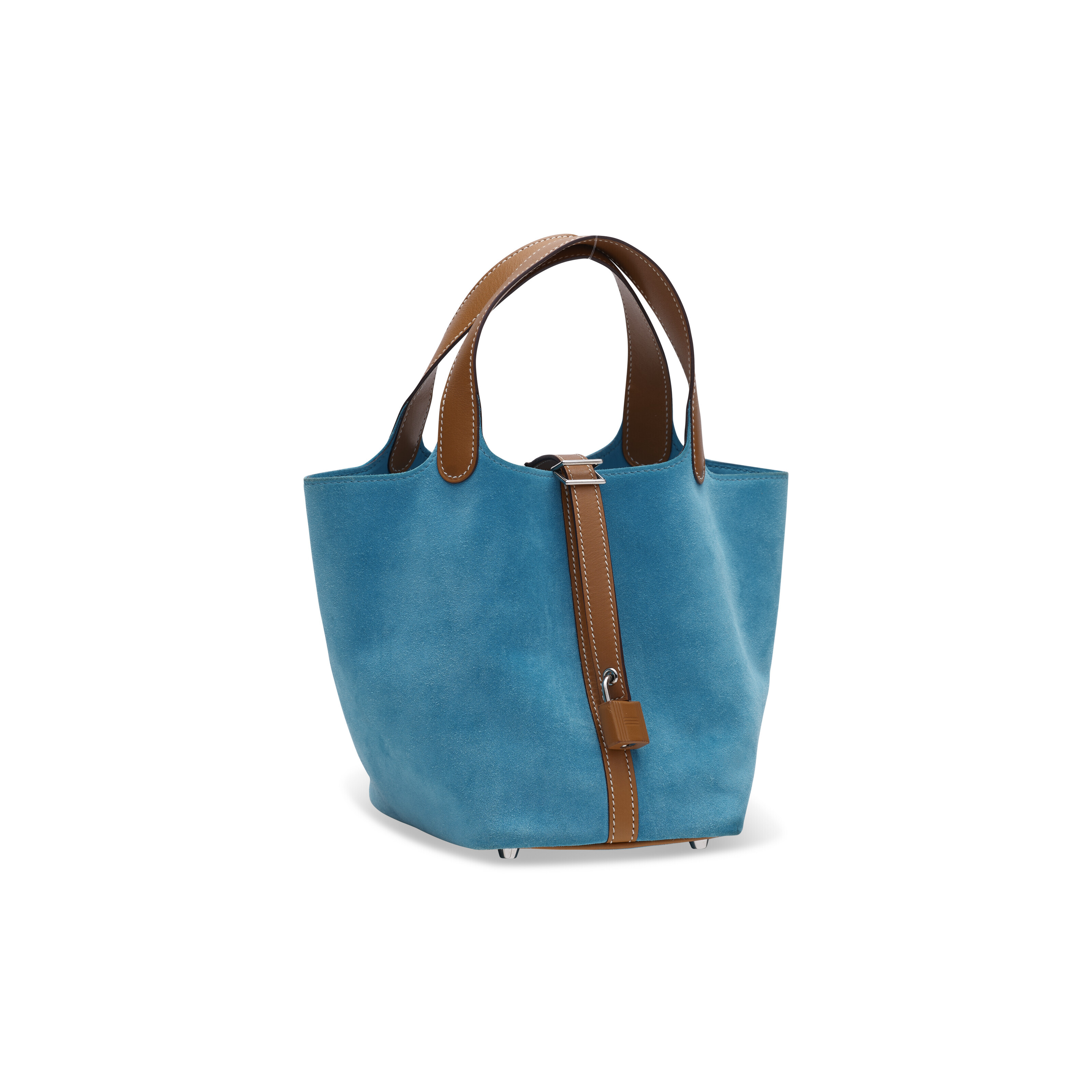 A TURQUOISE VEAU DOBLIS & NATUREL SABLE BUTLER LEATHER PICOTIN