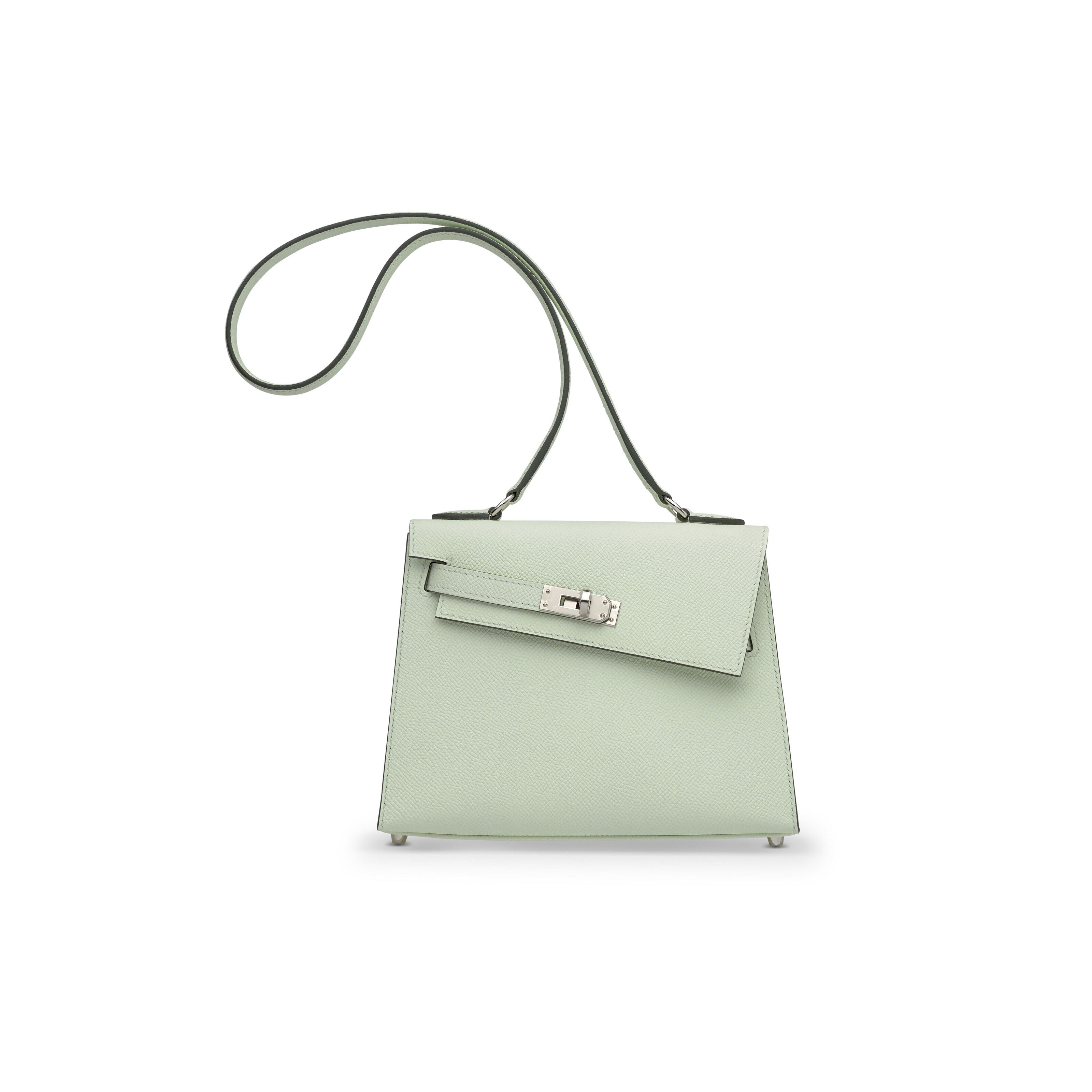 A LIMITED EDITION VERT FIZZ EPSOM LEATHER SELLIER DESORDRE KELLY