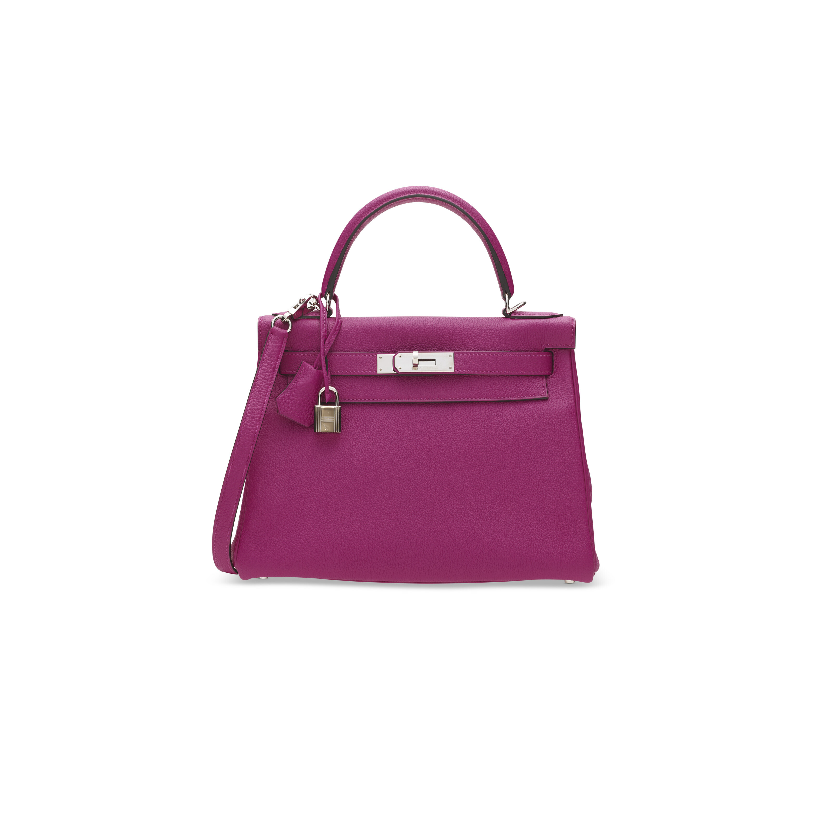A ROSE POURPRE LEATHER RETOURN KELLY 28 WITH PALLADIUM HARDWARE