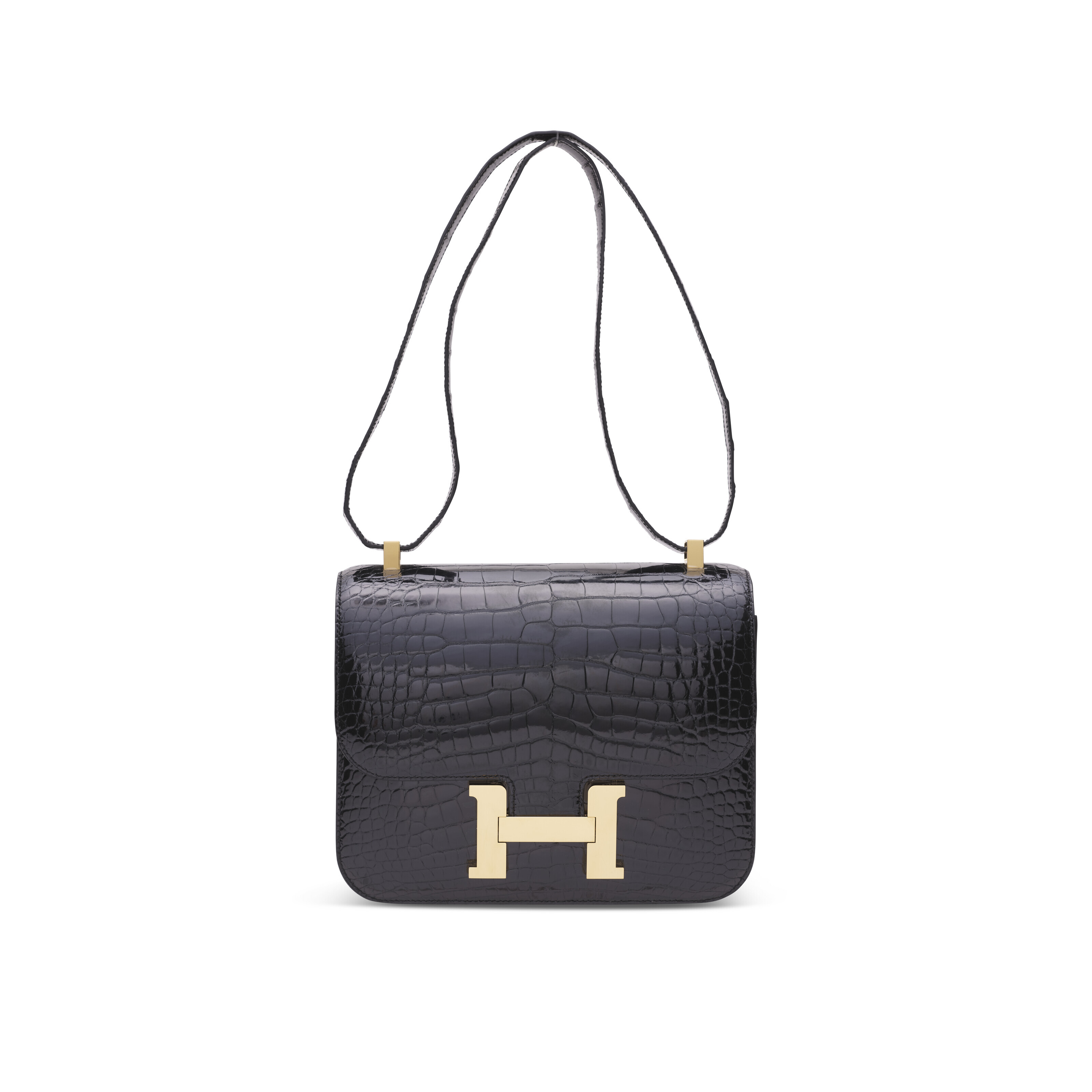 Verrou HermÃ¨s Mini Bag A SHINY BLACK ALLIGATOR CONSTANCE 24 WITH GOLD