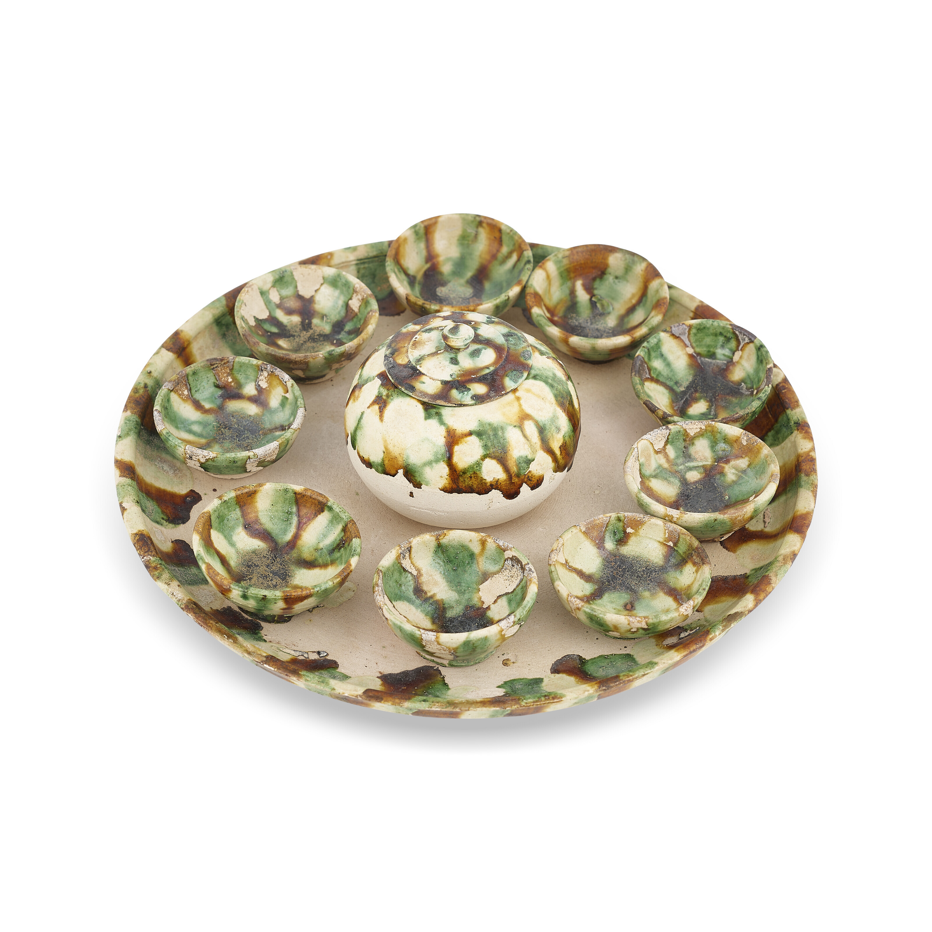 唐三彩盃 横濱美術】唐三彩杯五件組・箱付属 年代保証☆中国古玩骨董(同日