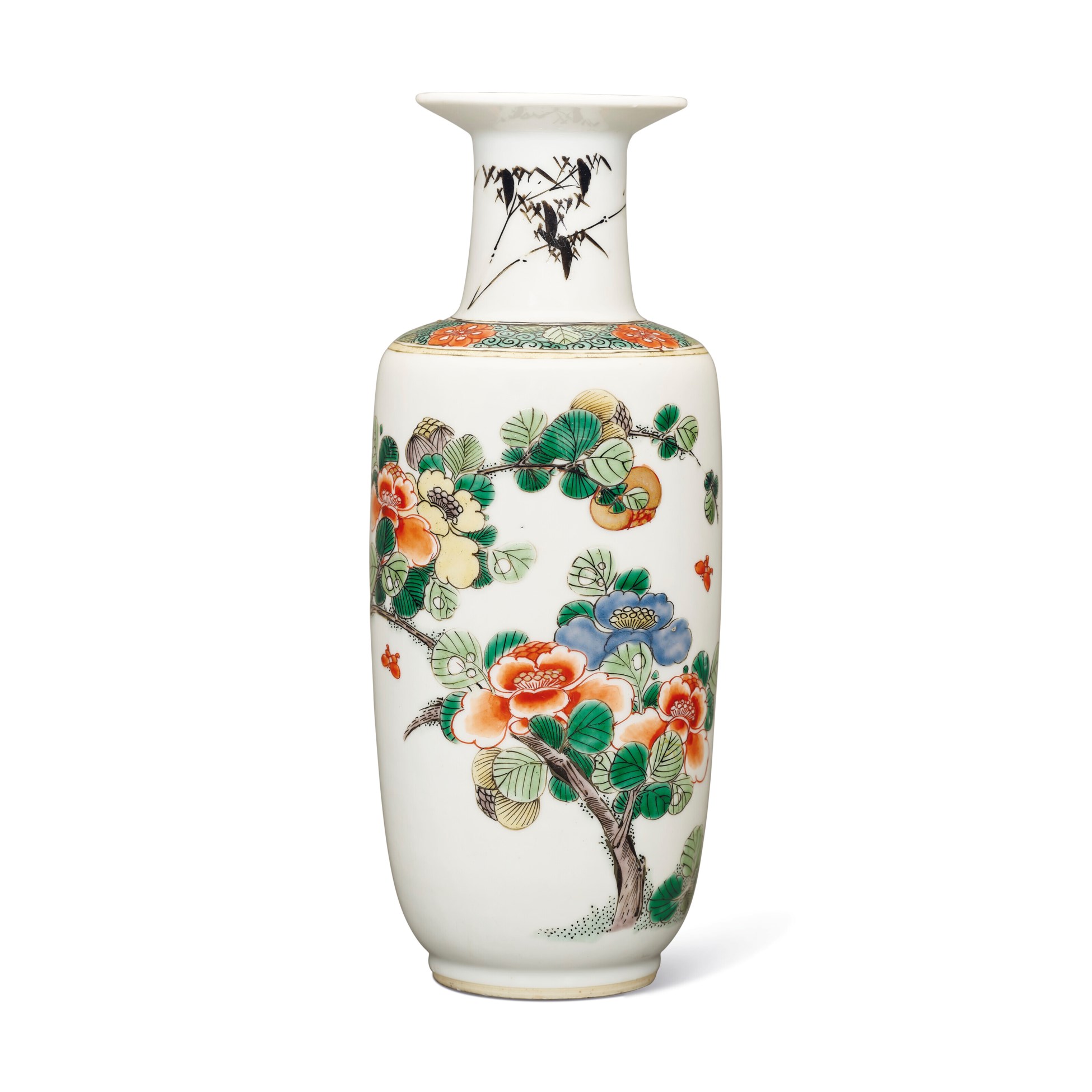 A SMALL FAMILLE VERTE 'PEONY’ ROULEAU VASE, KANGXI PERIOD (16621722
