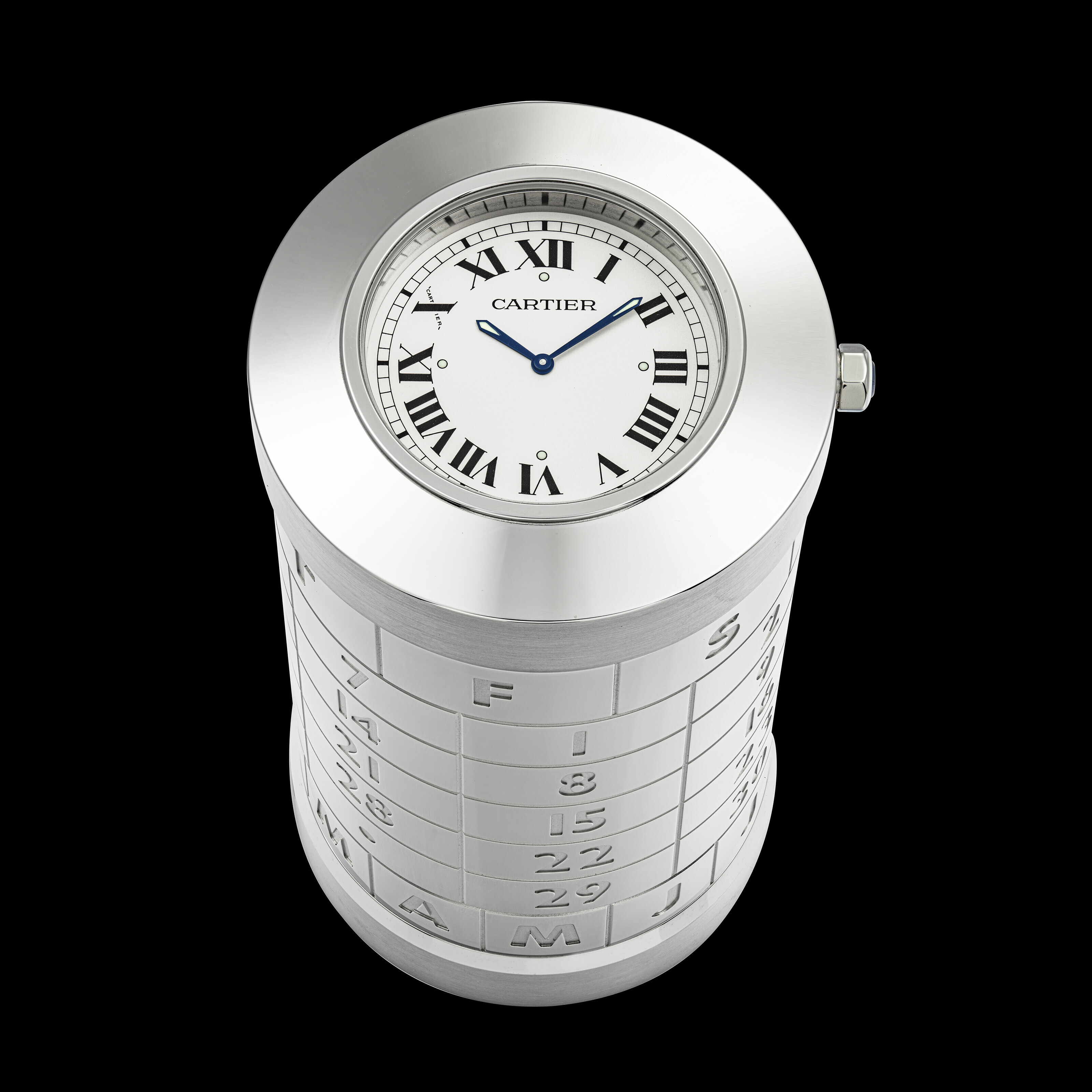 CARTIER, LIMITED EDITION OF 2000 PIECES, CIGARETTE BOX WITH CALENDAR AND  CLOCK, | Christie's