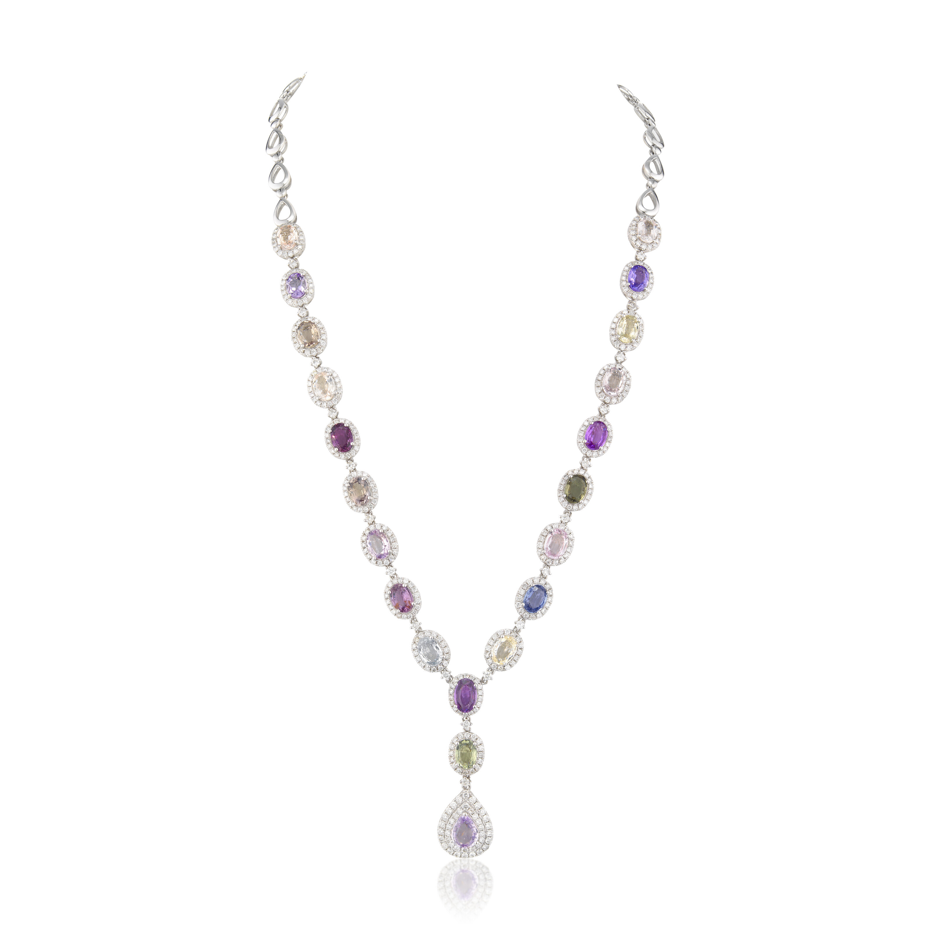 COLOURED SAPPHIRE, SAPPHIRE AND DIAMOND NECKLACE, | Christie's