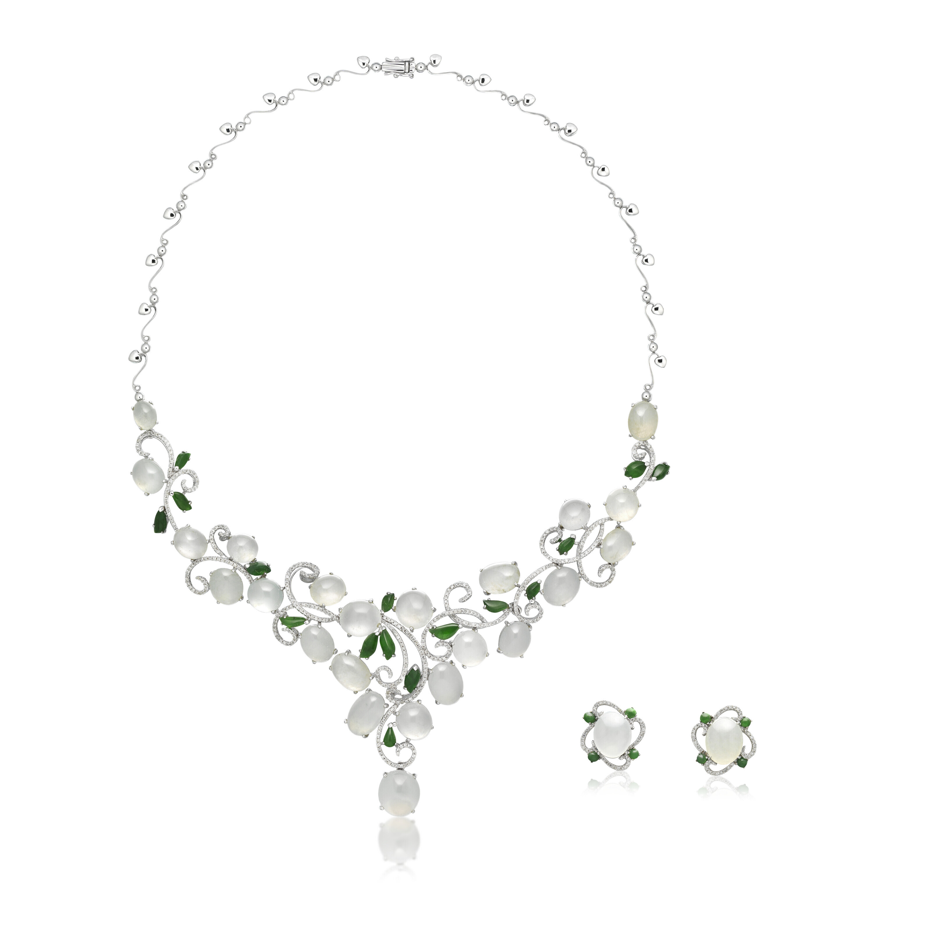 SET OF JADEITE AND DIAMOND NECKLACE AND EARRINGS, Christie’s
