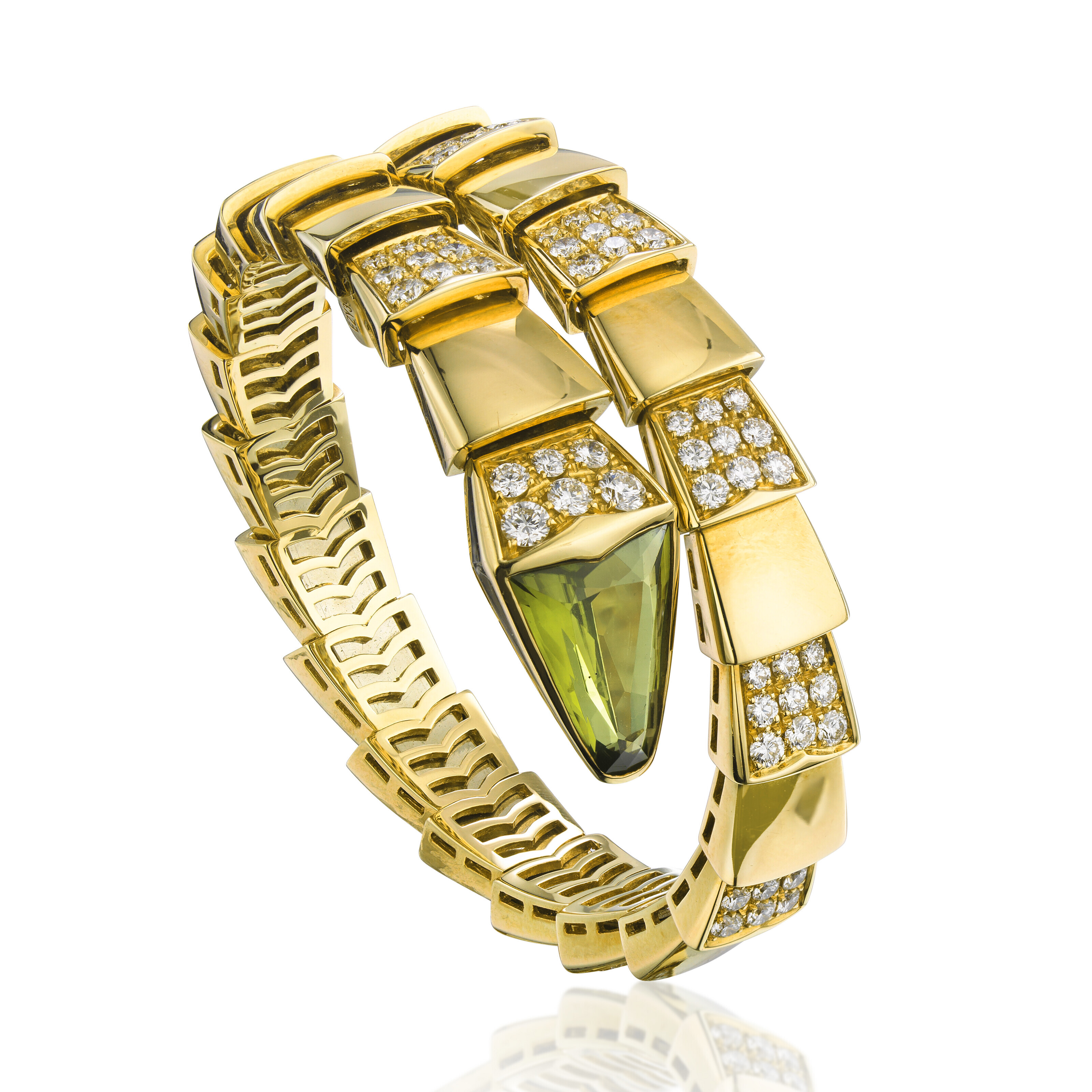 超人気BVLGARIゴールドトーン クリスタル バングル ~ ブルガリ B.ZERO1 ロック バングル #M ゴールド 357581 K18