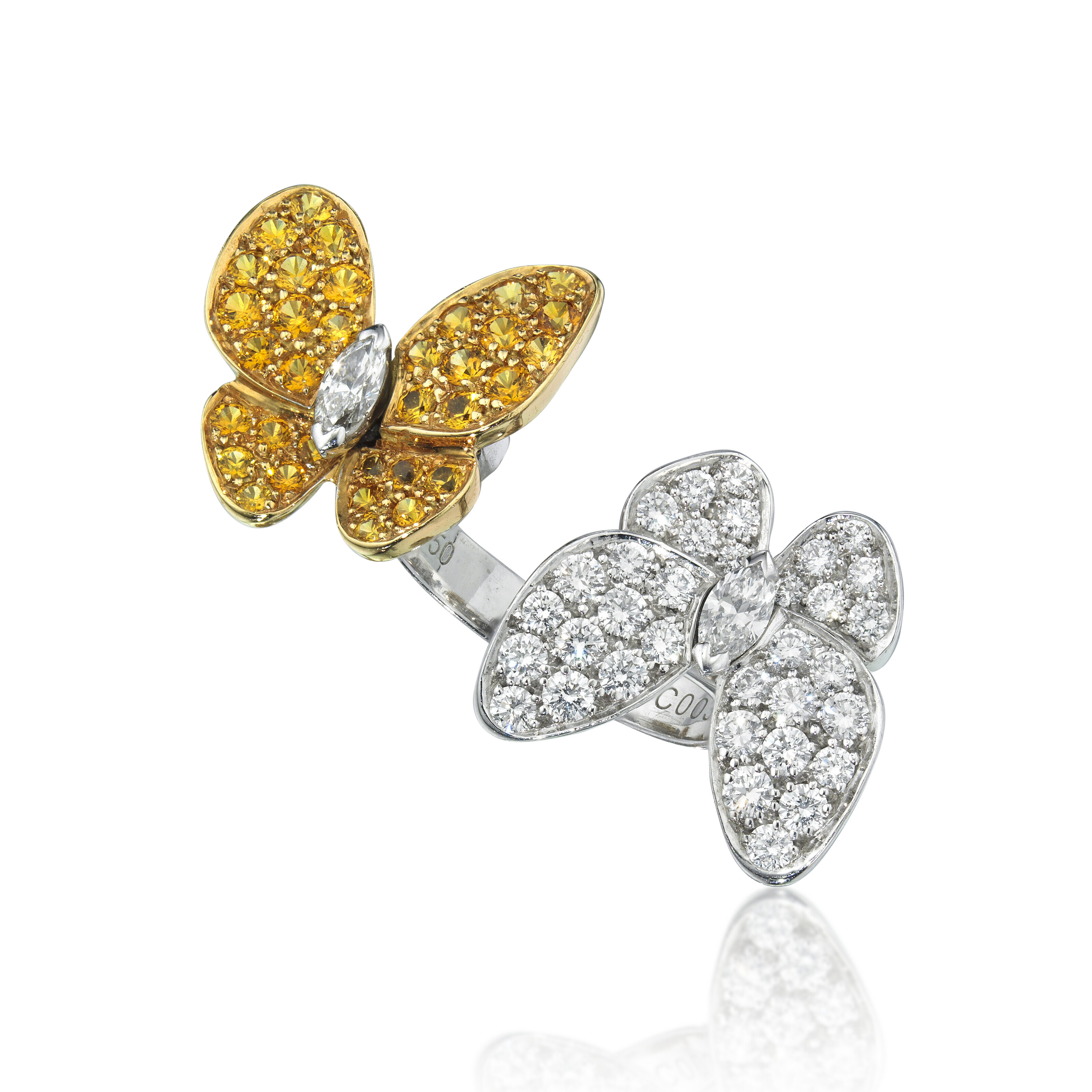 VAN CLEEF & ARPELS DIAMOND AND SAPPHIRE 'TWO BUTTERFLY
