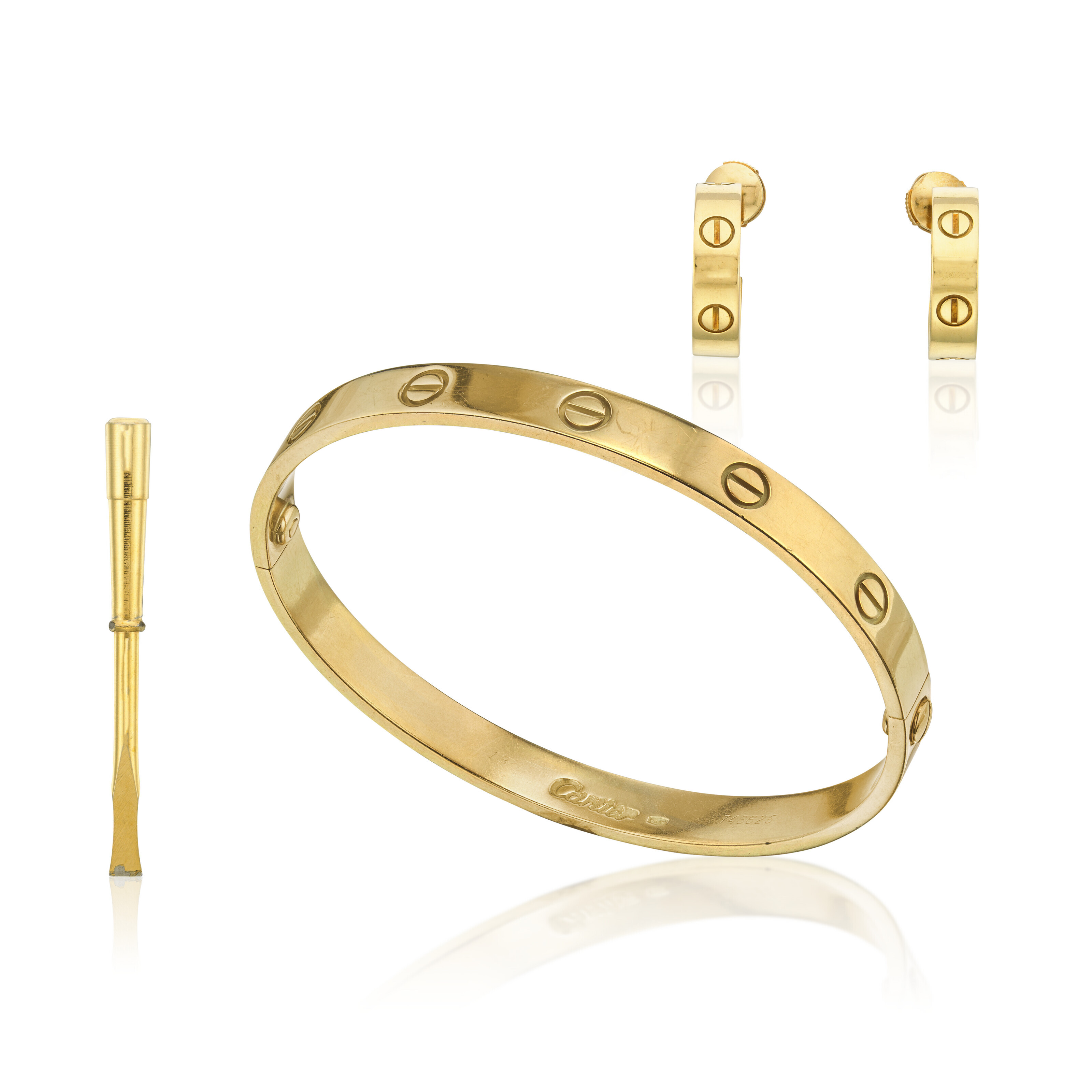 NO RESERVE CARTIER SET OF LOVE BANGLE AND EARRINGS Christie s