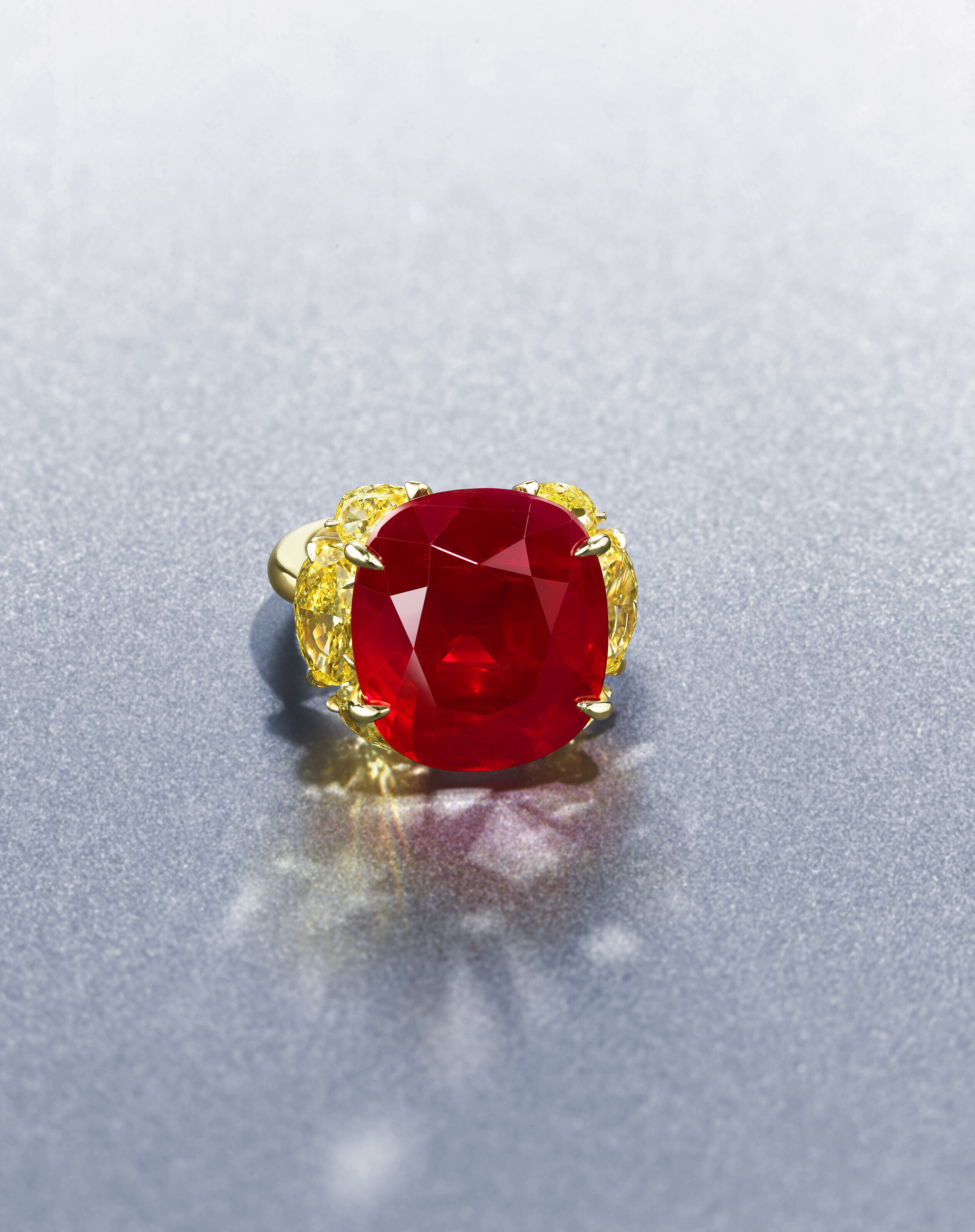 THE MYTHIC RUBYA MAGNIFICENT RUBY AND COLOURED DIAMOND RING
