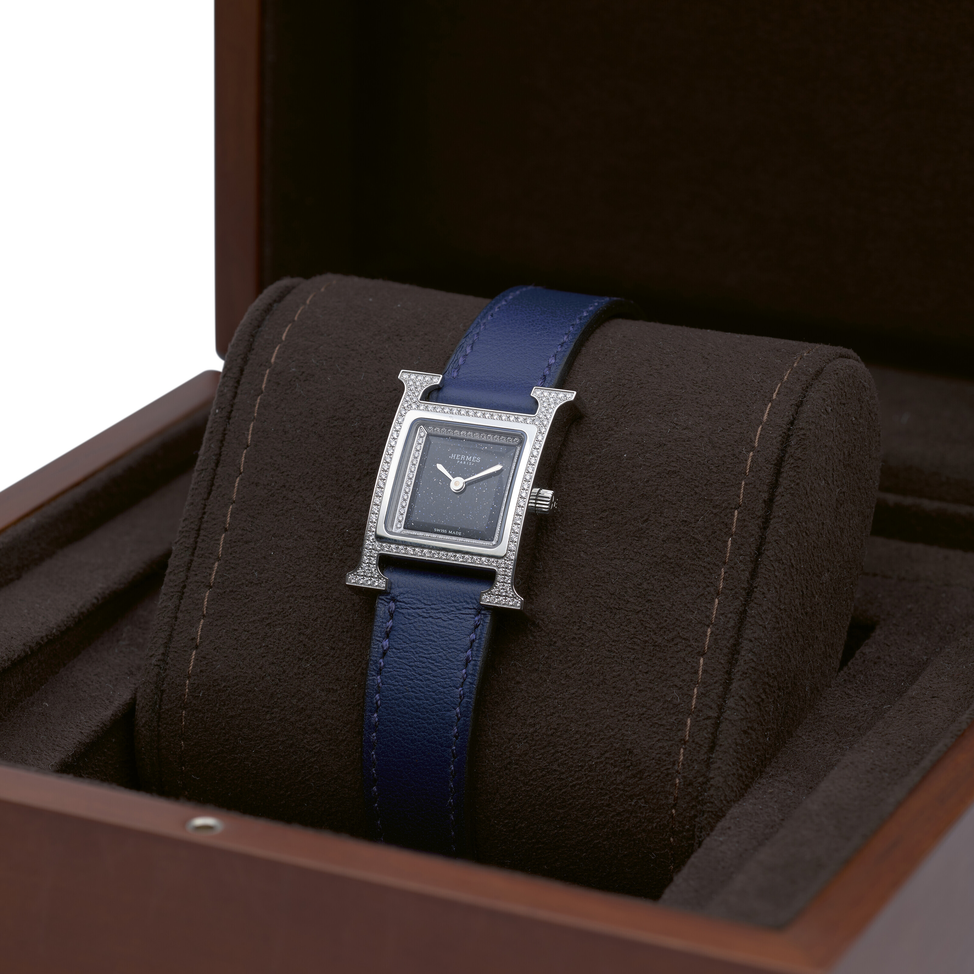 Hermes Navy Blue Leather Strap Watch Buy Hermès Navy Blue Arceau Grande Lune Men main image 3