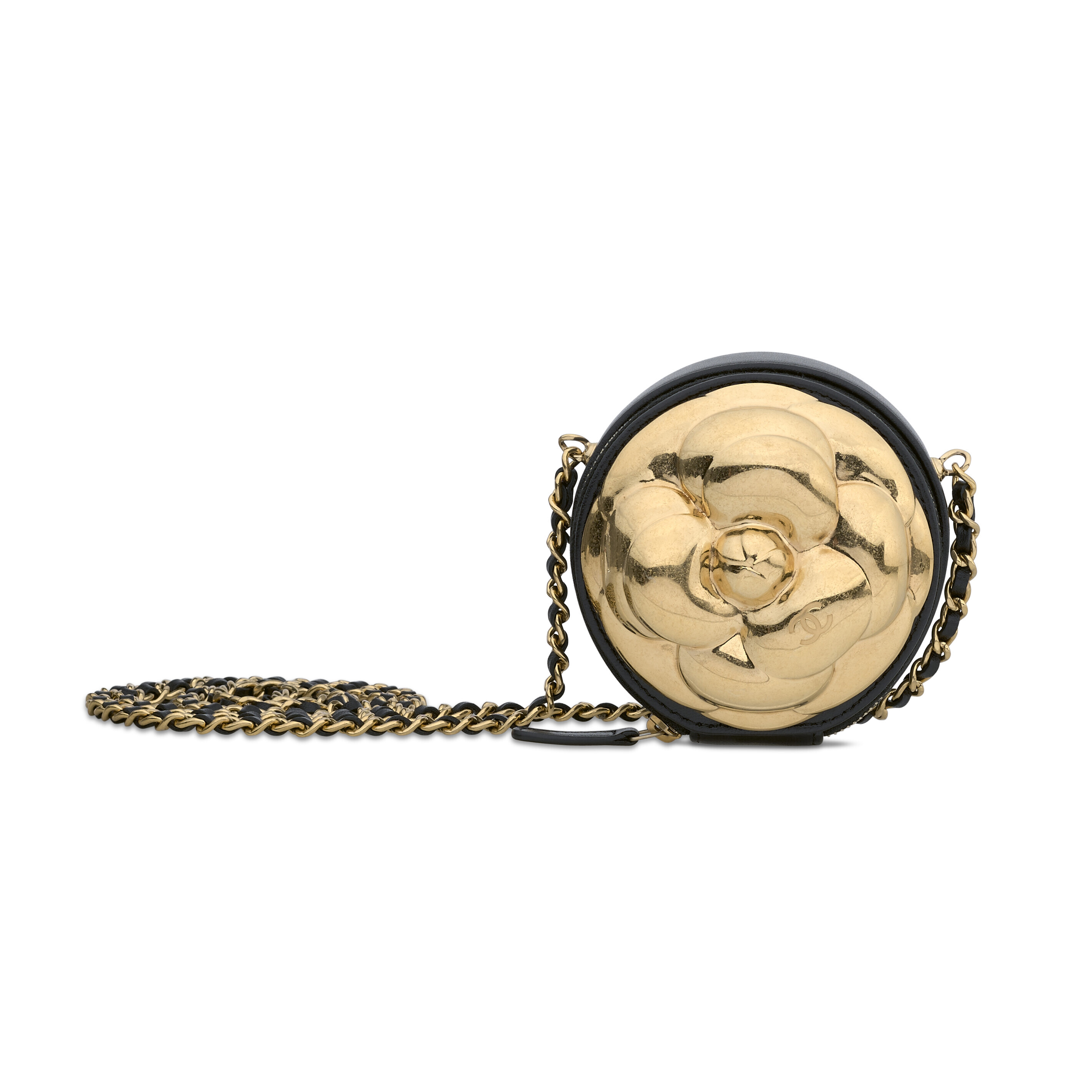 Chanel 2026 Pearl Clutch Black Gold Velvet Leather