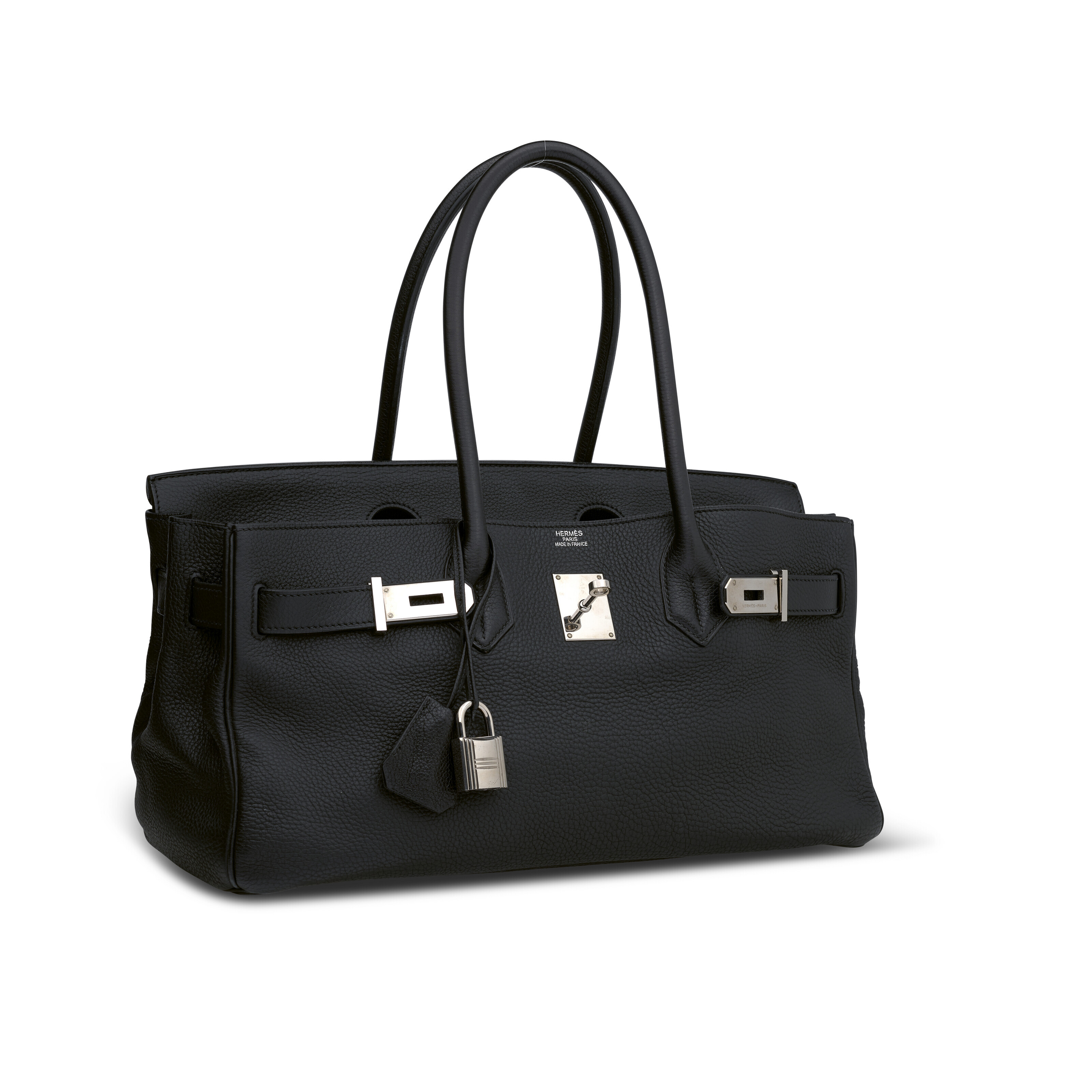 ⭐︎５月10日まで GW SALE ⭐︎HERMES PARISカンヌブラックPM A BLACK CLÉMENCE LEATHER JPG SHOULDER BIRKIN 42 WITH PALLADIUM