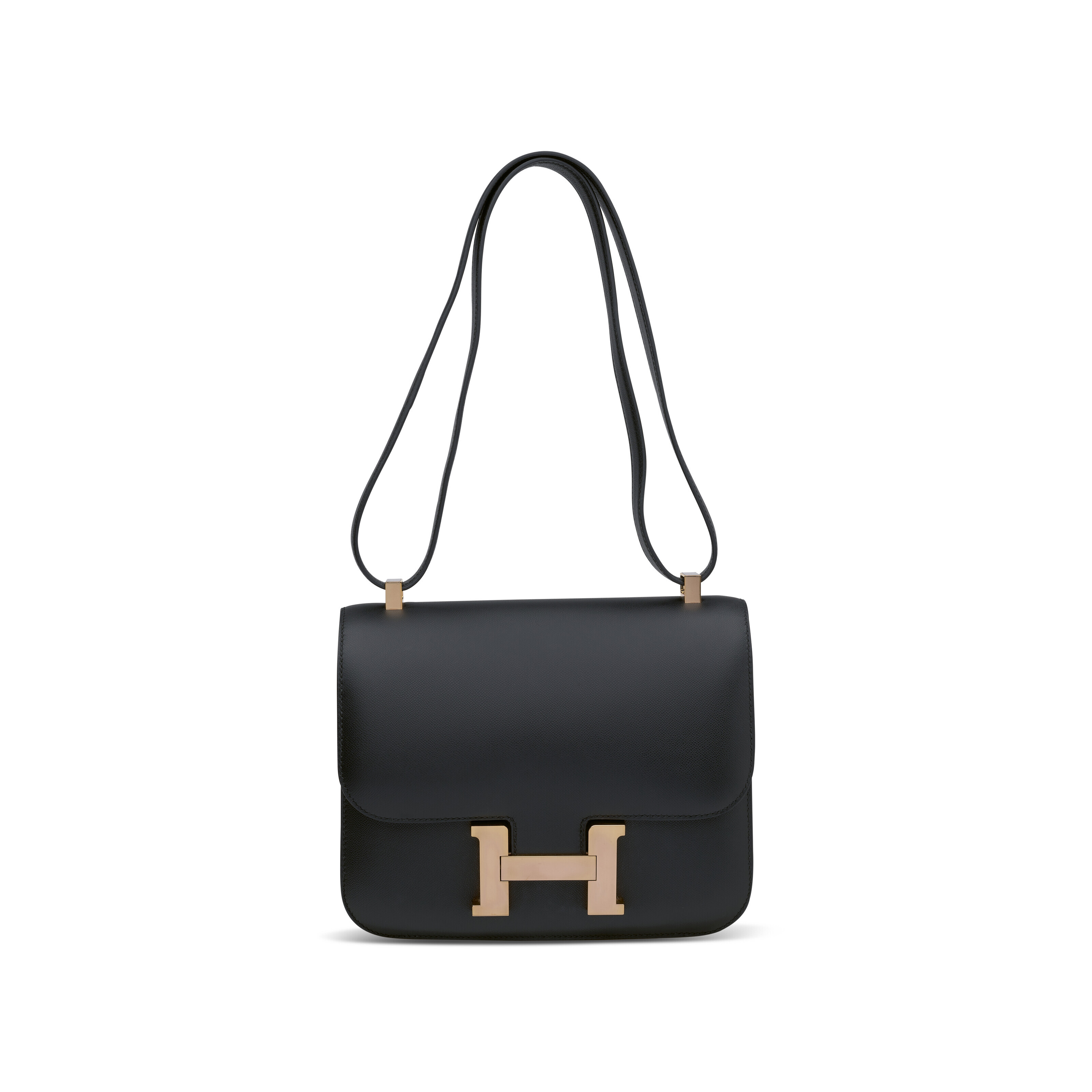 A BLACK MONSIEUR LEATHER CONSTANCE 24 WITH ROSE GOLD HARDWARE