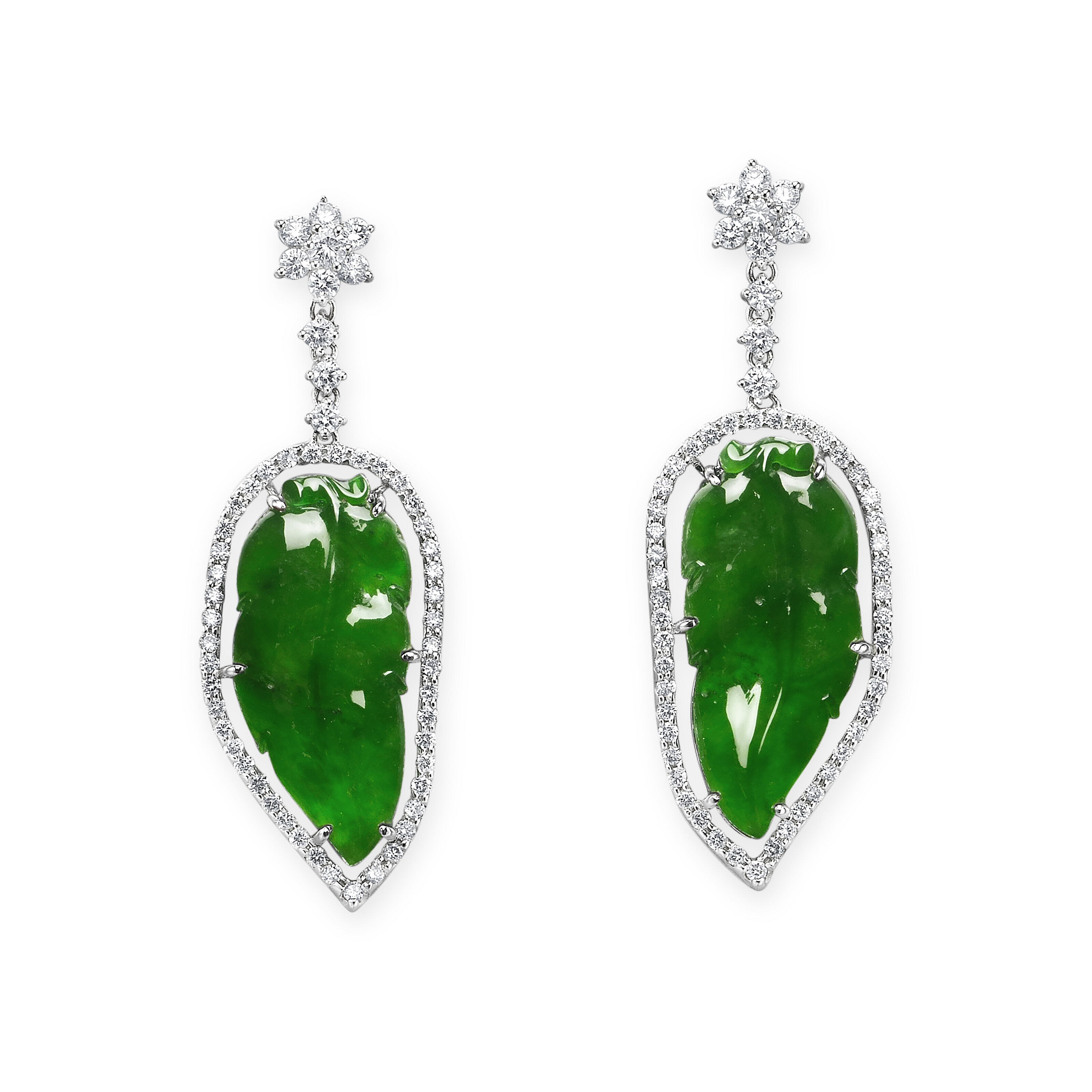 Catalog image of JADEITE AND DIAMOND PENDENT EARRINGS