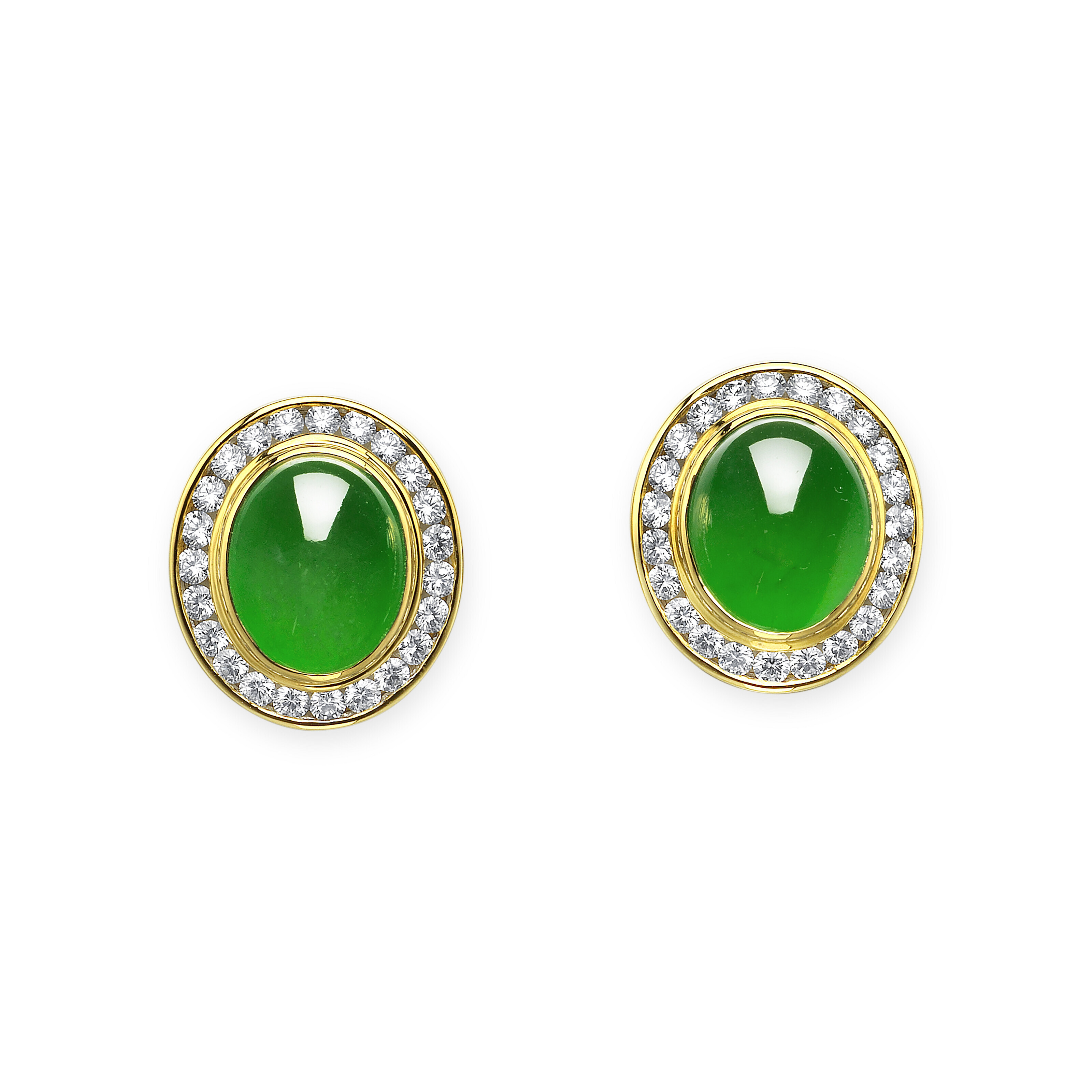 NO RESERVE JADEITE AND DIAMOND EARRINGS, Christie's