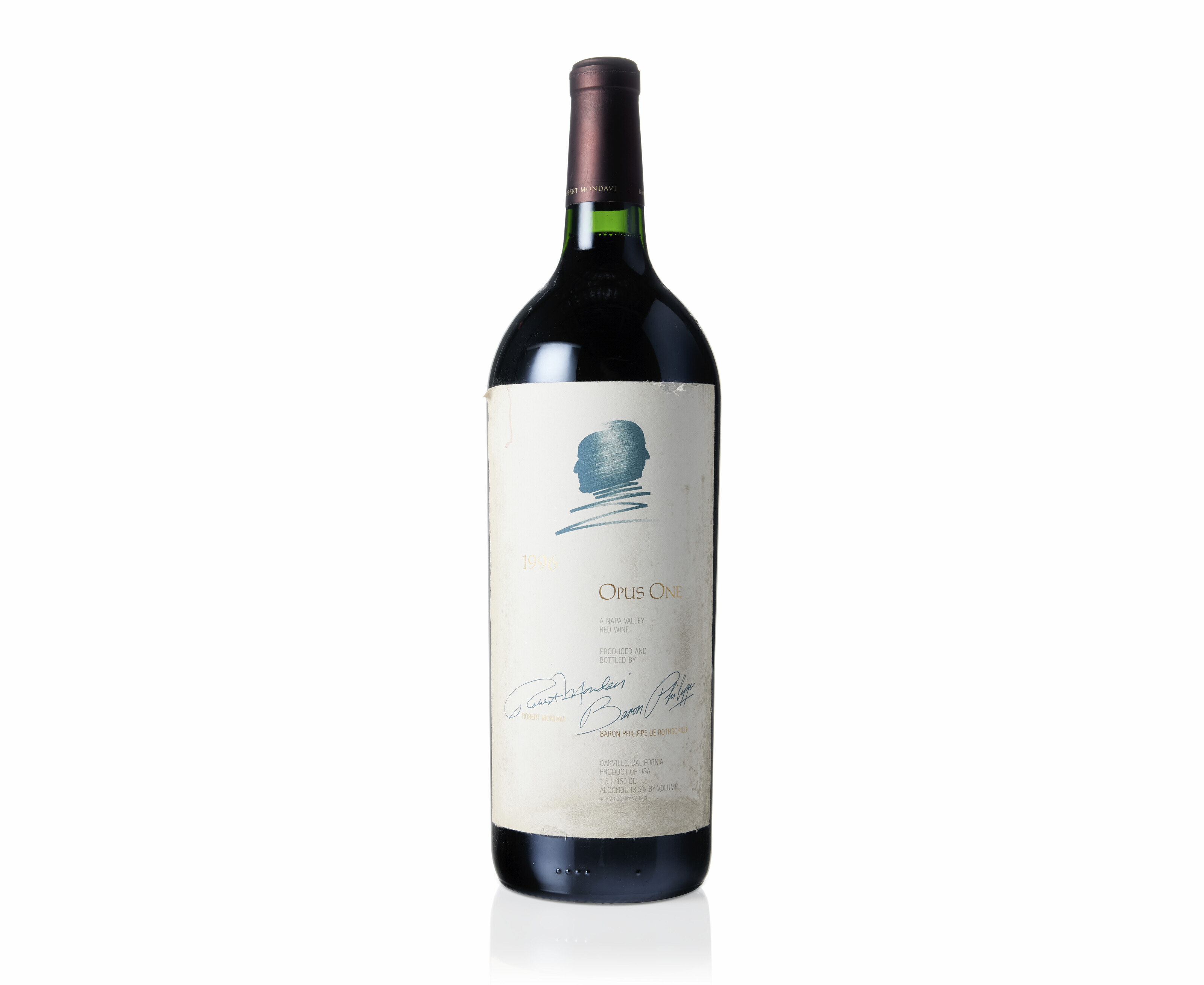 Opus One 1996, Napa ValleyBin-soiled and damaged labelLevel into