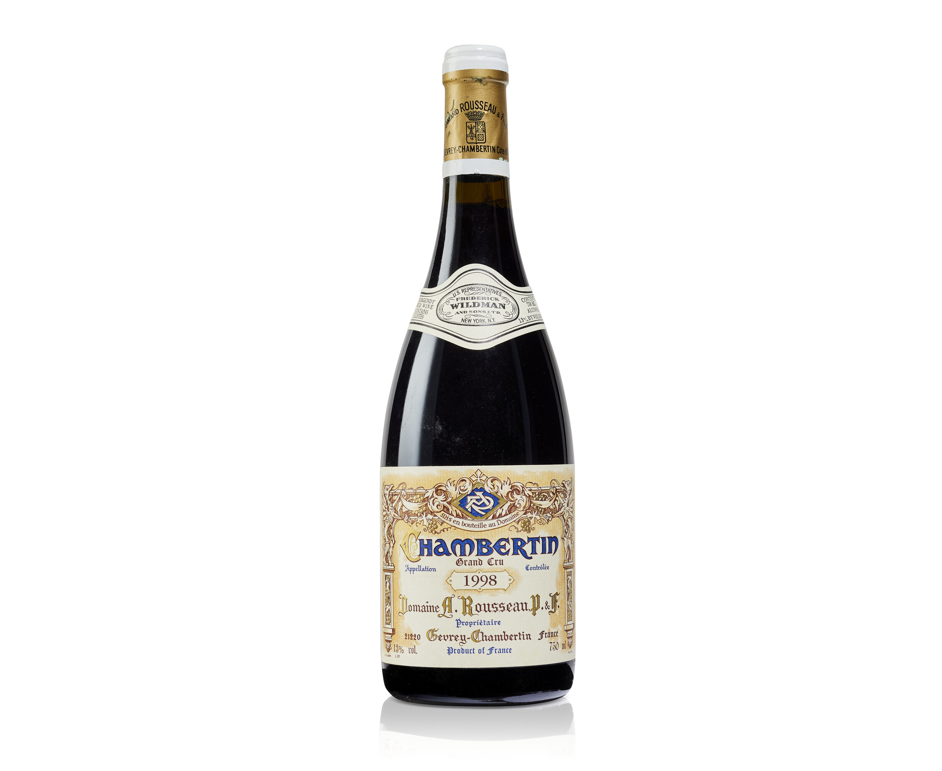 Rousseau, Chambertin, 1998. Grand Cru, C&ocirc;te de Nuits. 12 bottles per lot. Offered in&nbsp;Fine and Rare Wines Online: Featuring the Time Capsule Collection of Undisturbed Legends of the C&ocirc;te D&rsquo;Or on 31 May- 13 June 2023 at Christie&rsquo;s Online
