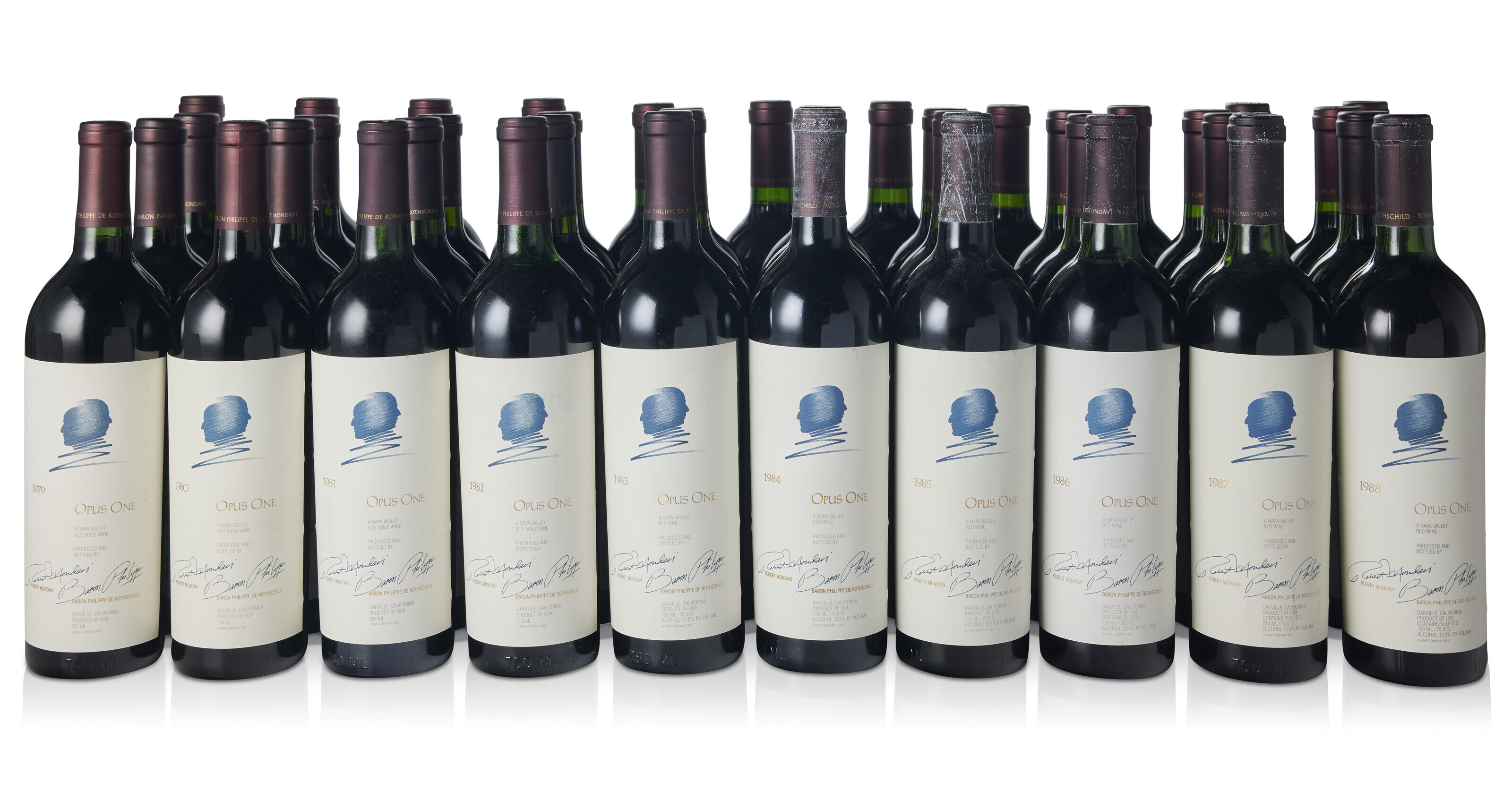 Opus One Vertical 1979-2019, 1979Level into neck (1)1980Level into