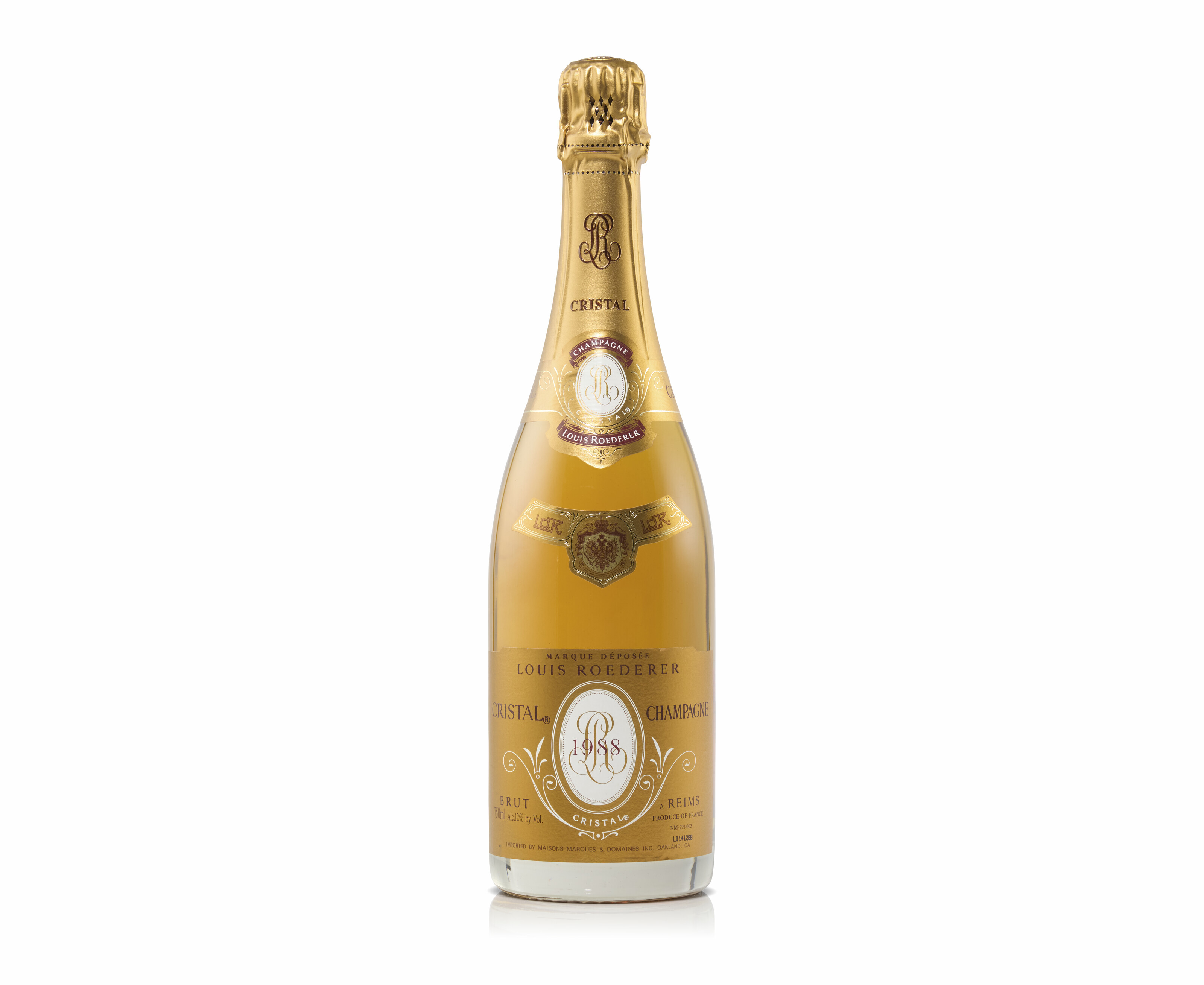 Louis Roederer, Cristal 1988, ReimsLevel into foil, original cellophane ...