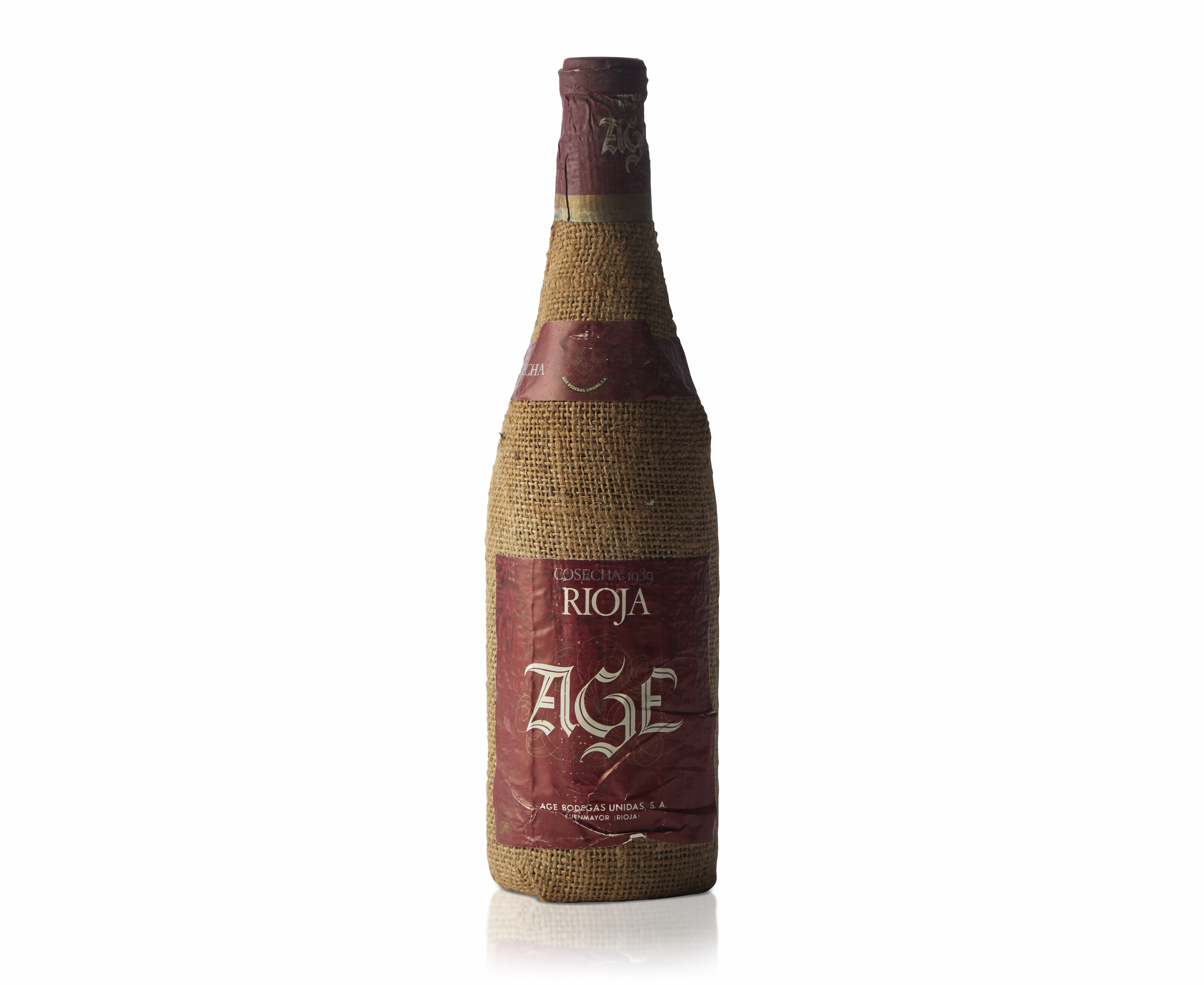 Bodegas Age Rioja 1939, RiojaSack wrappedCorroded capsules | Christie’s