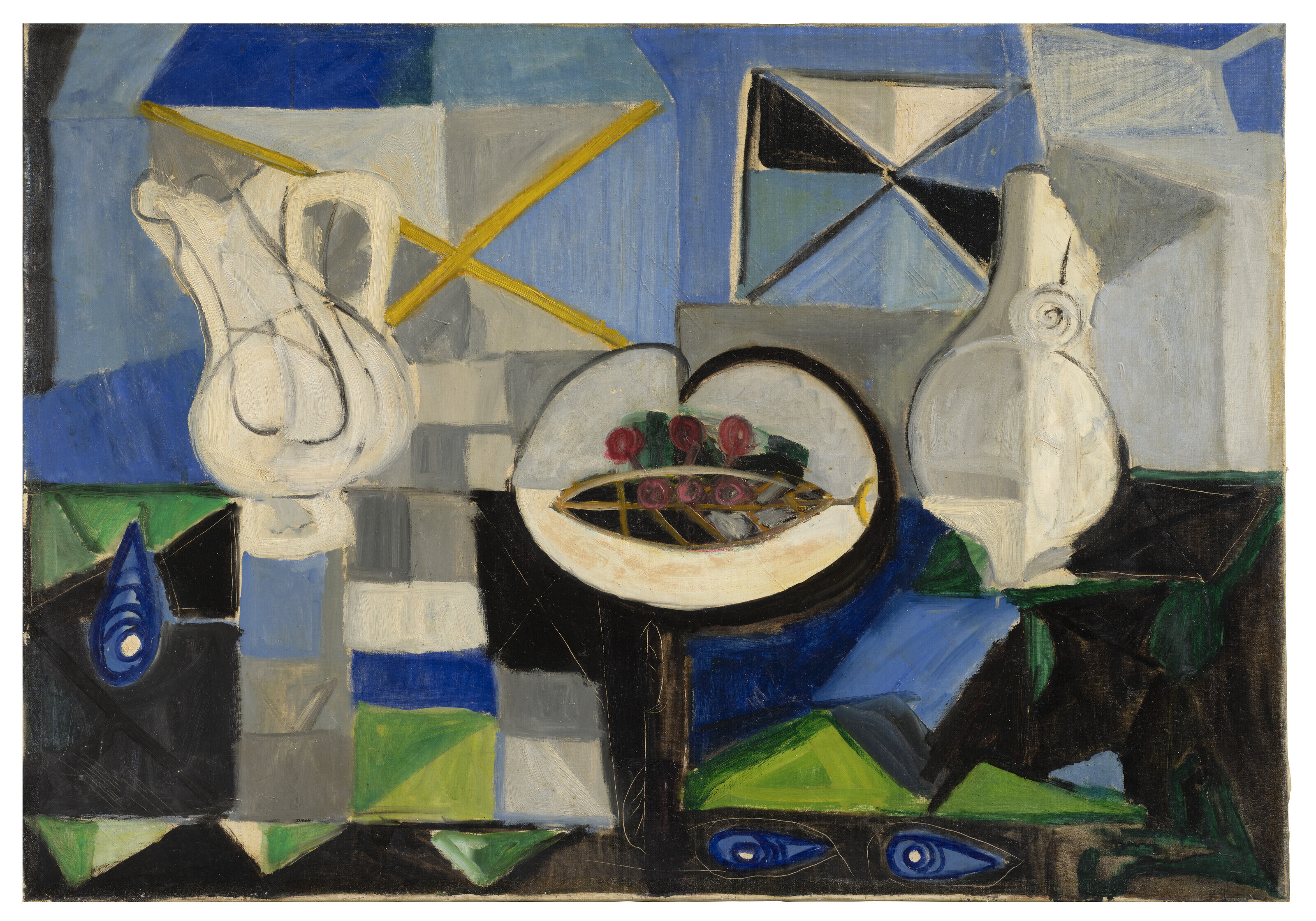Bruno Cassinari (1912-1992), Le poisson noire, 1952. Oil on canvas. 69.5 x 99 cm. Sold for €9,450 on 7 June 2023 at Christie’s Online