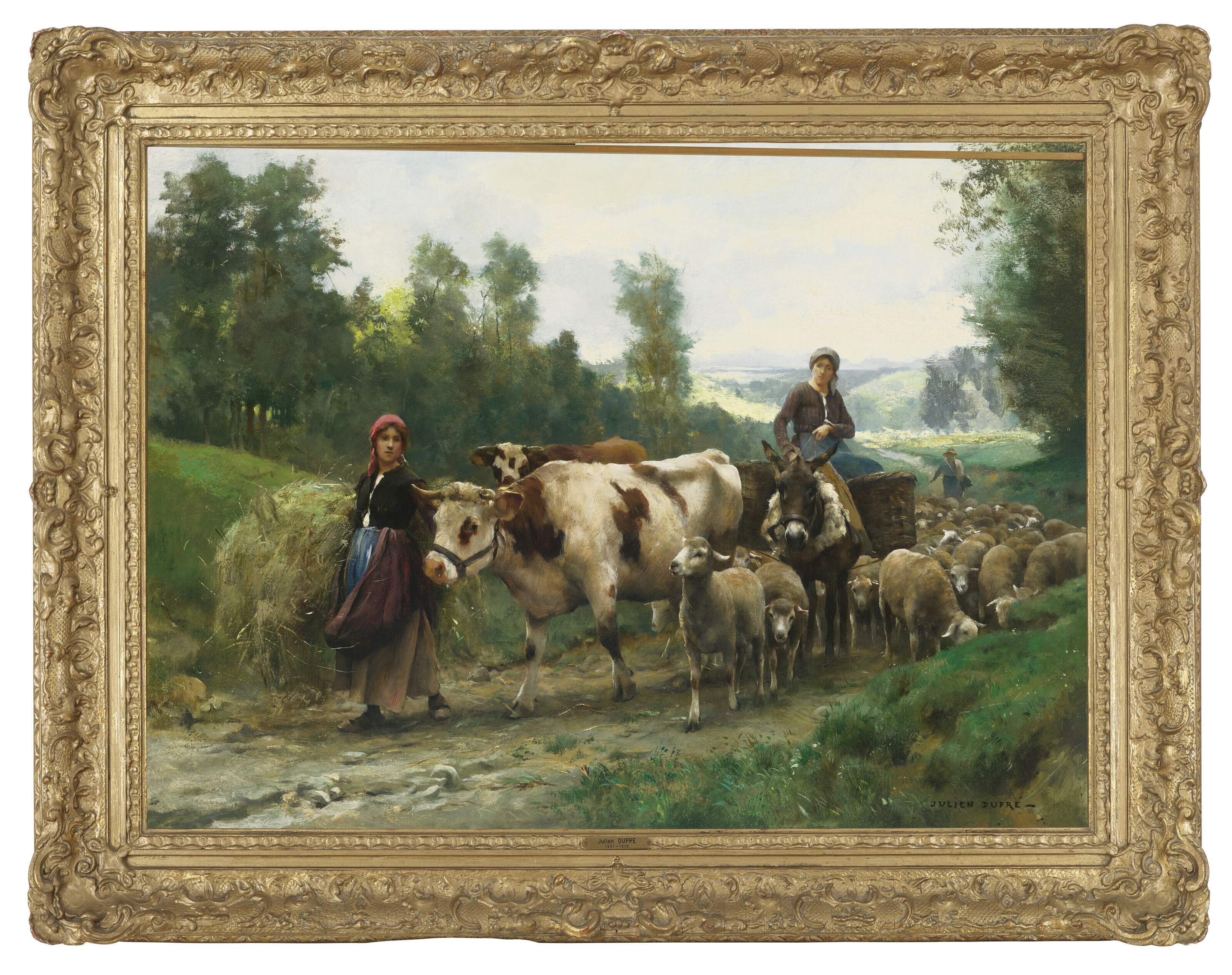 Tableau Attribué à Julien Dupré – Huile Paysanne Avec Cadre Ancien