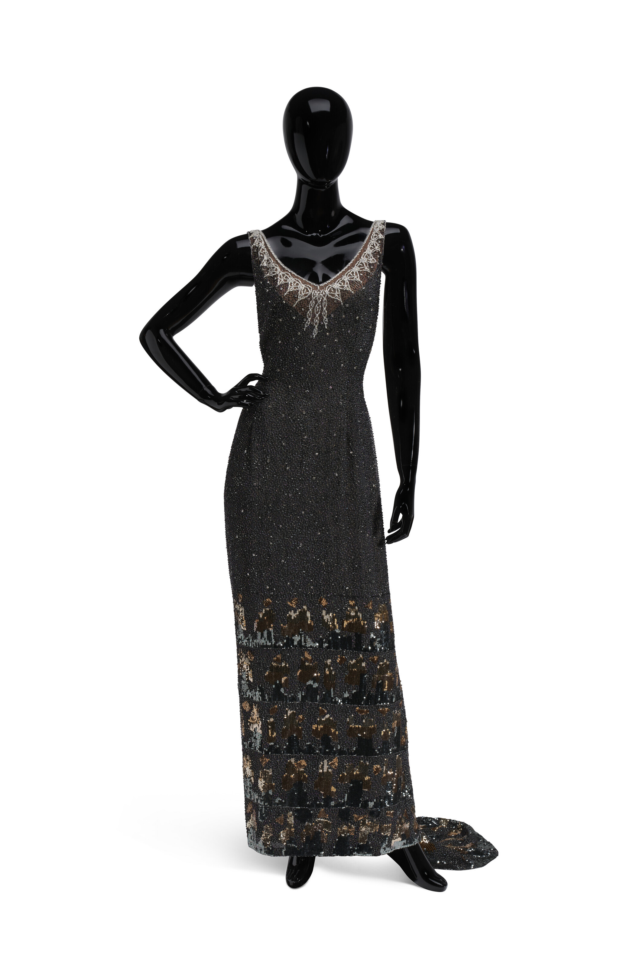 metallic sequin gown