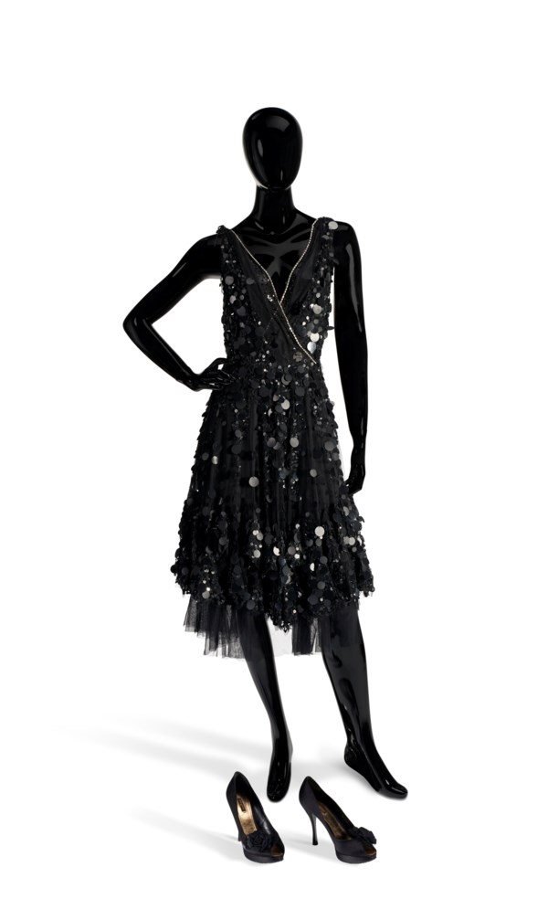 A BLACK SEQUIN AND PAILLETTE-APPLIED TULLE COCKTAIL DRESS, VALENTINO, CIRCA  2010 | Christie's
