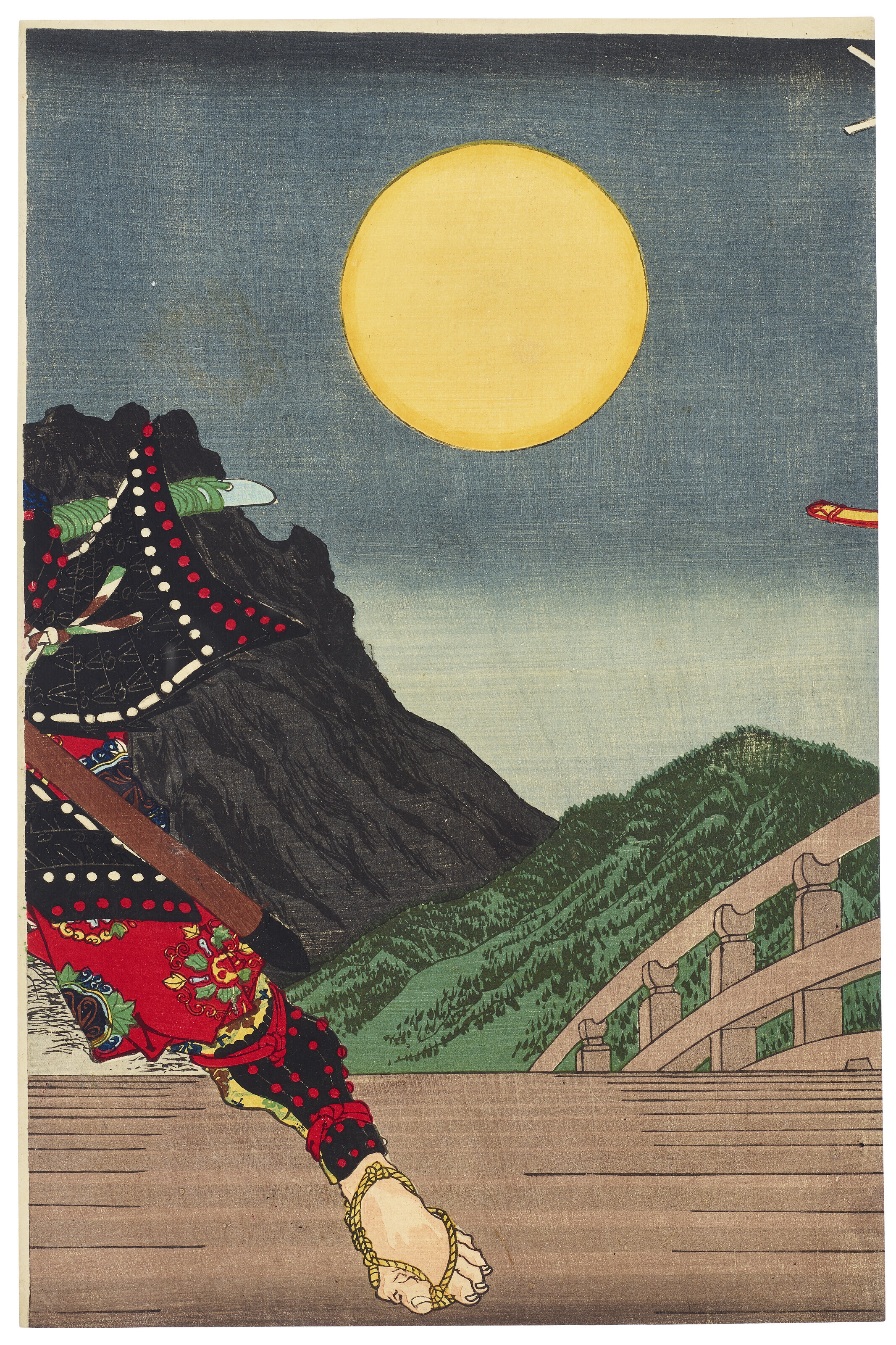 TSUKIOKA YOSHITOSHI (1839-1892), Gikeiki Gojobashi no zu