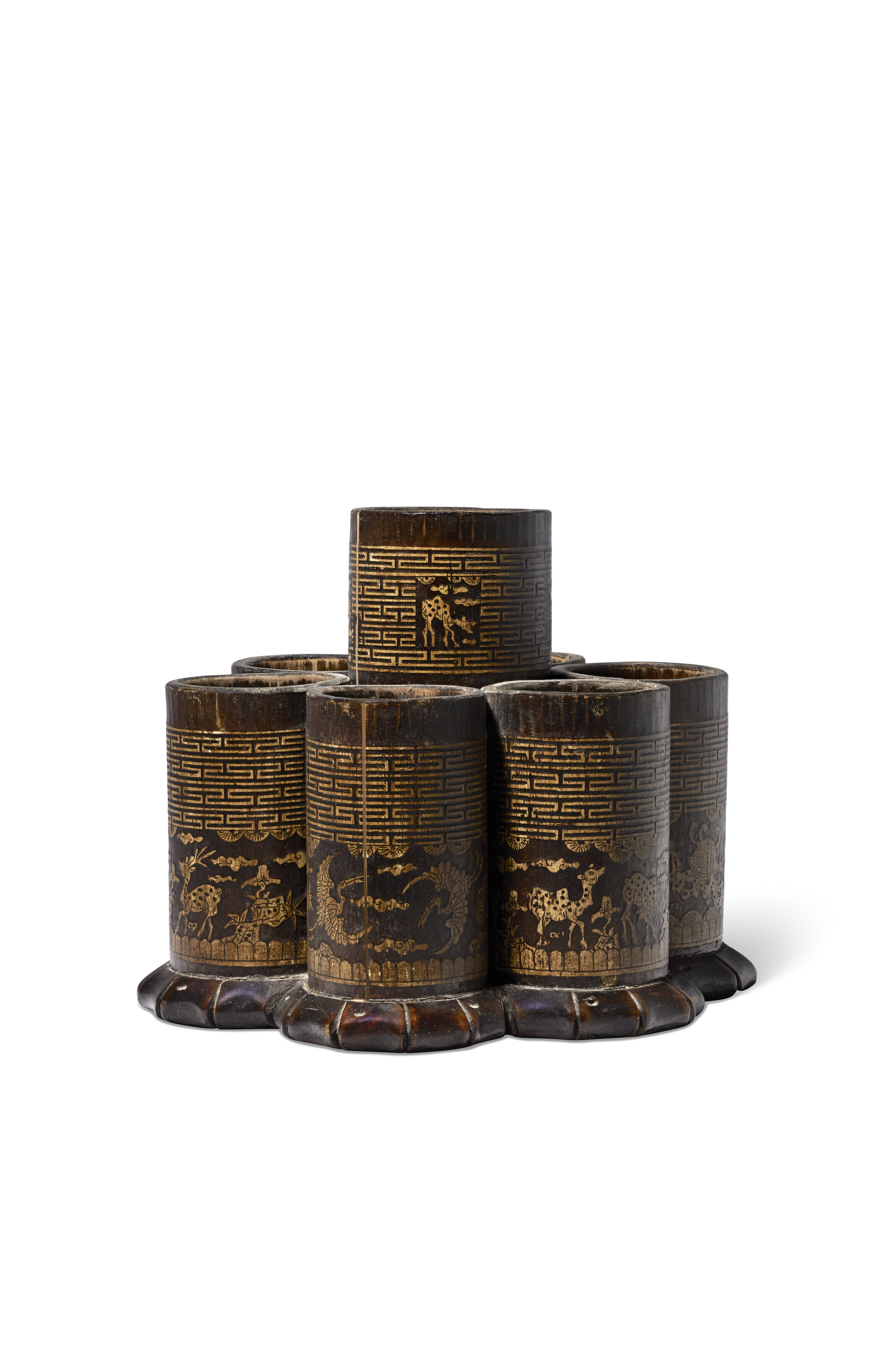 A SEVENSECTION CARVED BAMBOO BRUSH HOLDER, JOSEON DYNASTY (LATE 19THEARLY 20TH CENTURY