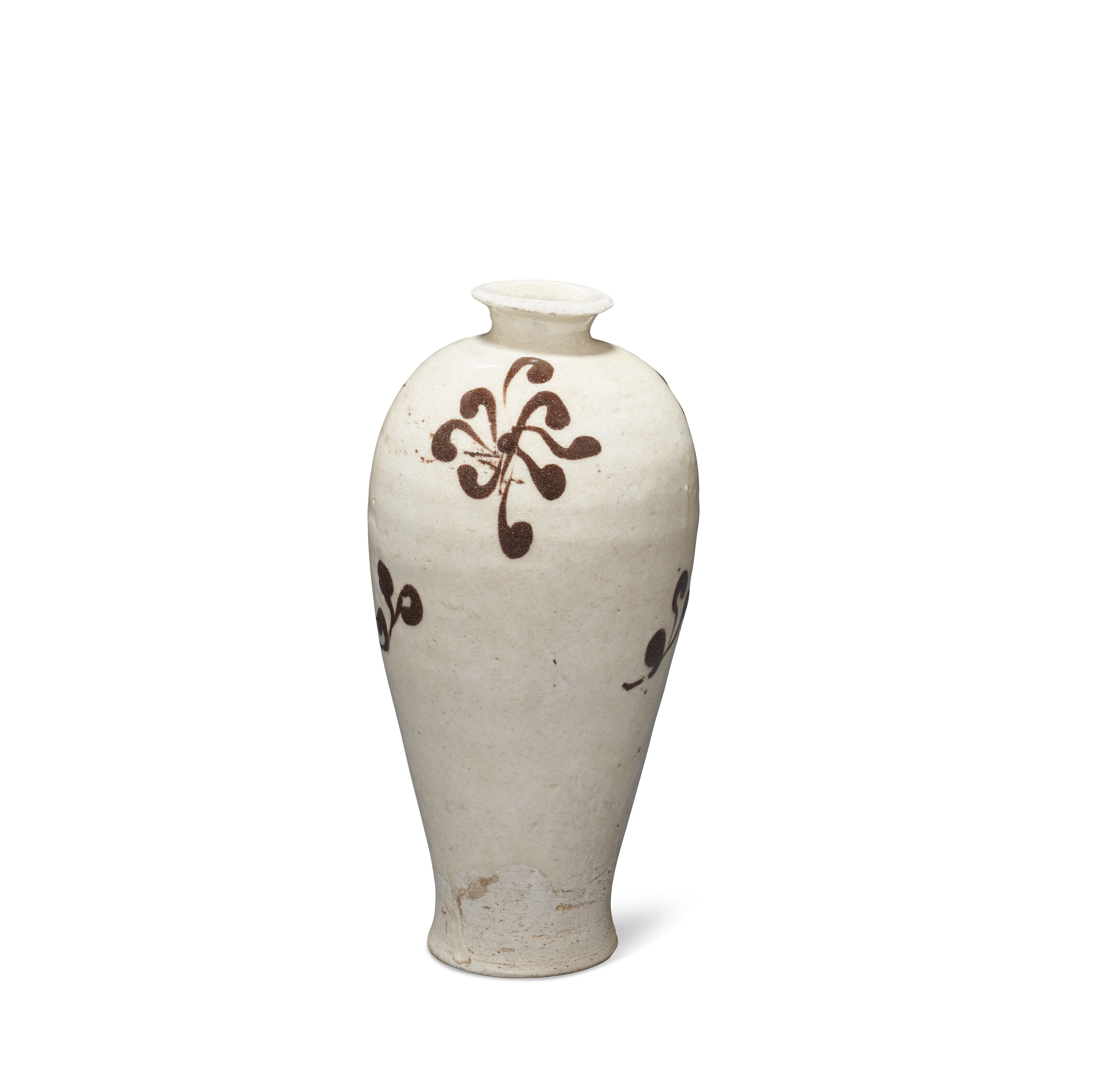 中國北宋/金袖珍磁州窯系白地褐彩帶蓋梅瓶, CHINA, NORTHERN SONG-JIN