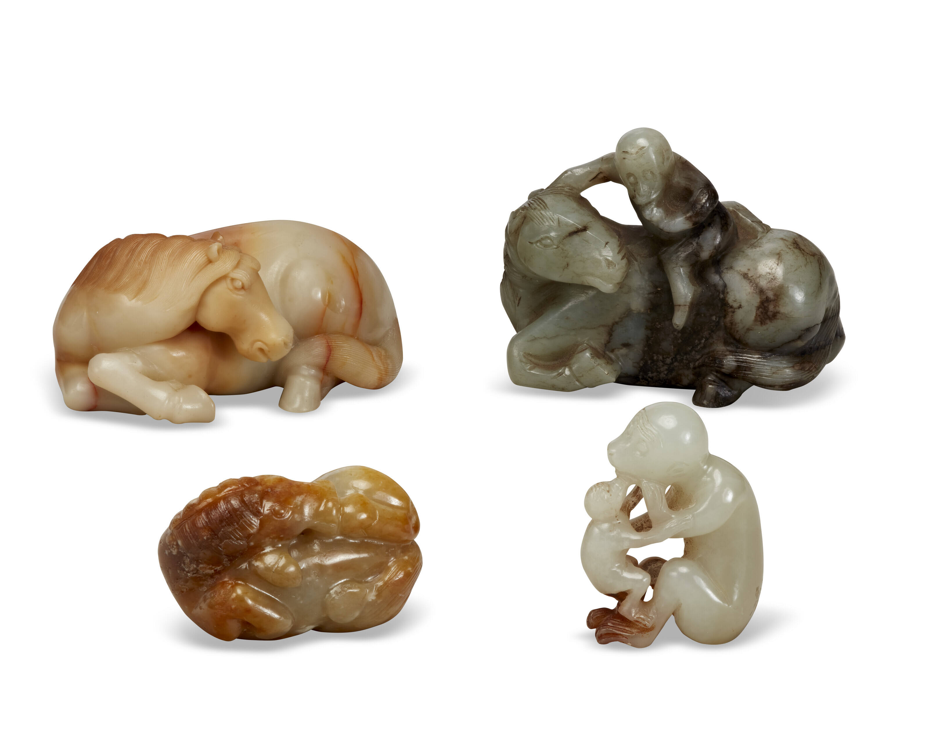 中国明/清或以后石雕把件四件, CHINA, MING-QING DYNASTY OR LATER