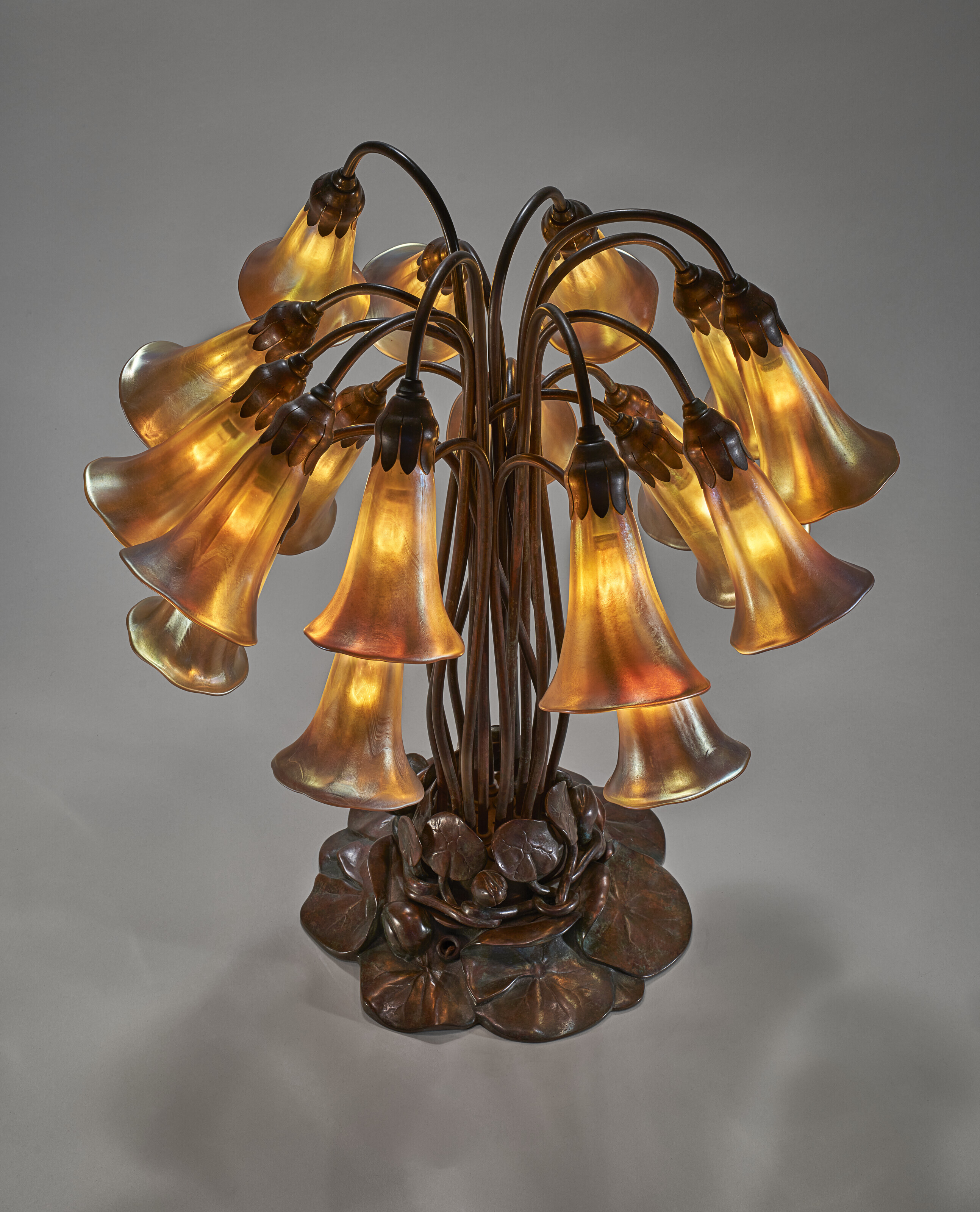 TIFFANY STUDIOS, Eighteen-Light 'Lily' Table Lamp, circa 1904