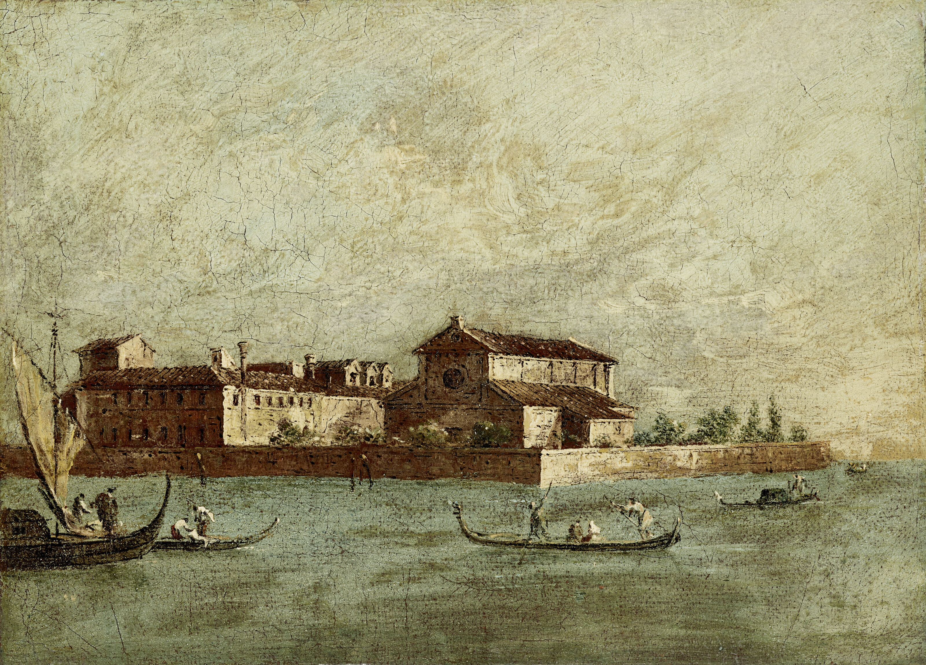 ATTRIBUTED TO FRANCESCO GUARDI (VENICE 1712-1793), Venice, the Isola di San  Lazzaro degli Armeni; Venice, the Isola di Sant'Elena | Christie's, image size:3200x2299