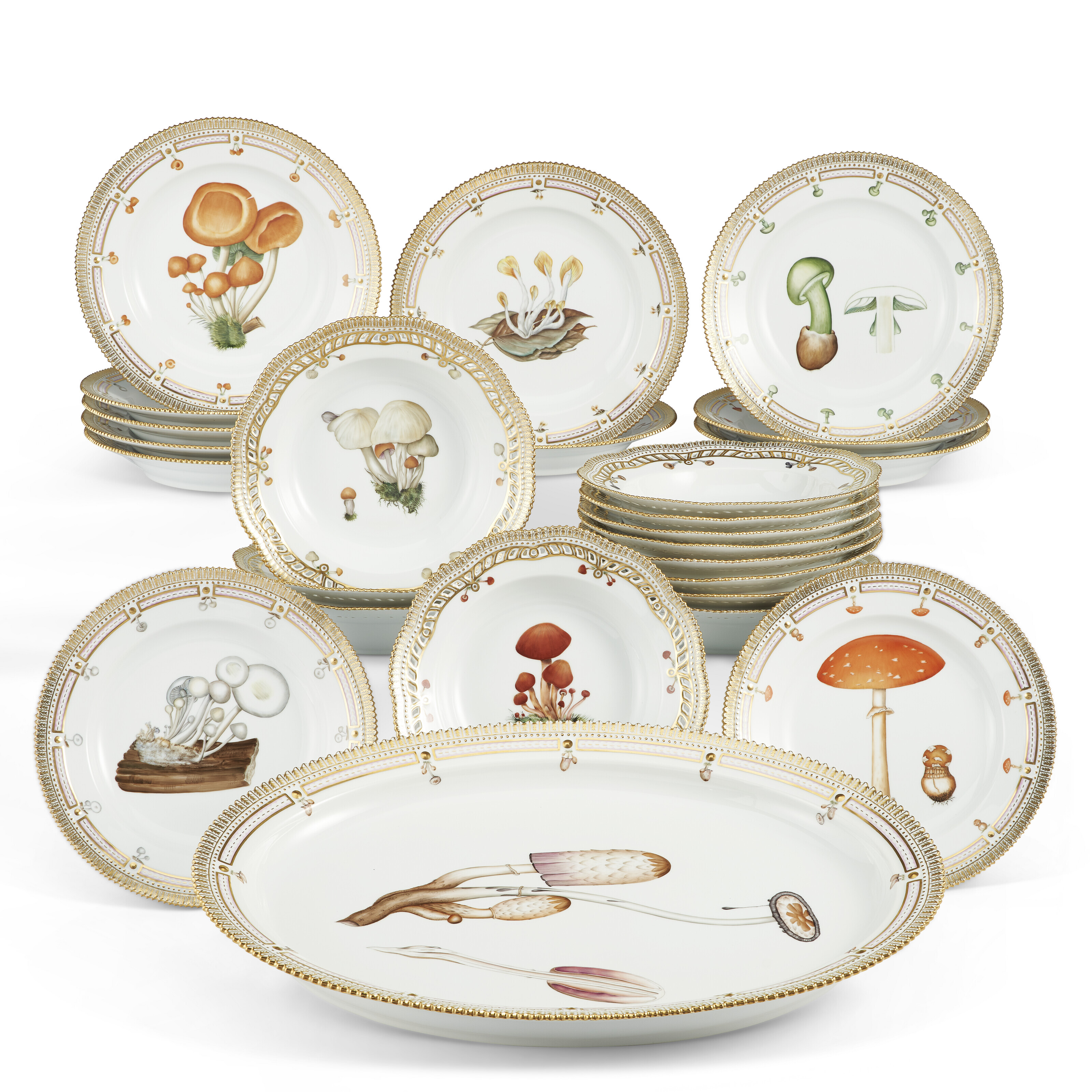 A Royal Copenhagen porcelain &lsquo;Mushroom&rsquo; part dinner service, modern. Estimate: $25,000-35,000. Offered in The Collector: New York, 4-19 April 2023 at Christie&rsquo;s Online