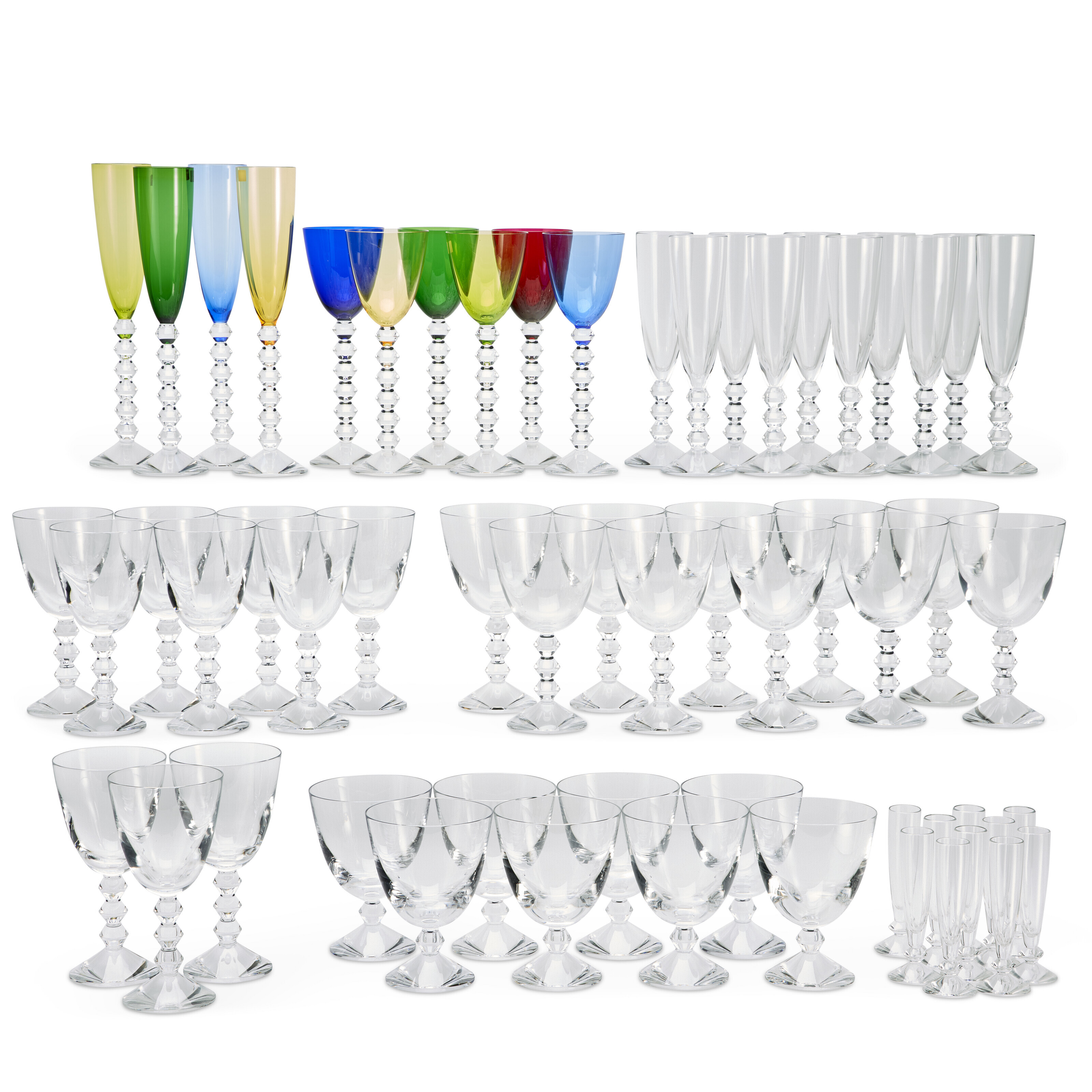 A BACCARAT GLASS PART STEMWARE SERVICE IN THE 'VEGA' PATTERN