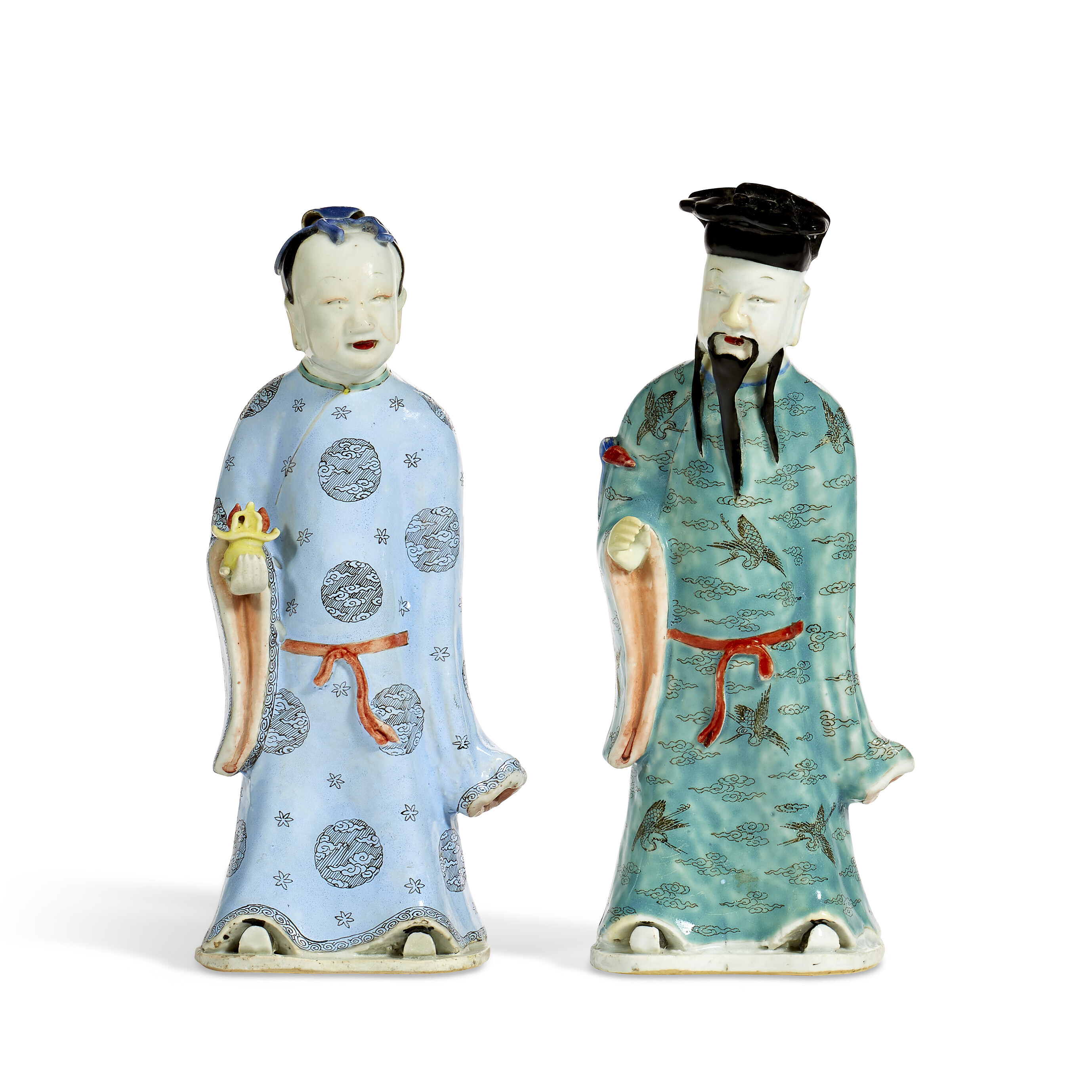 A LARGE PAIR OF CHINESE EXPORT PORCELAIN CRANES, QIANLONG