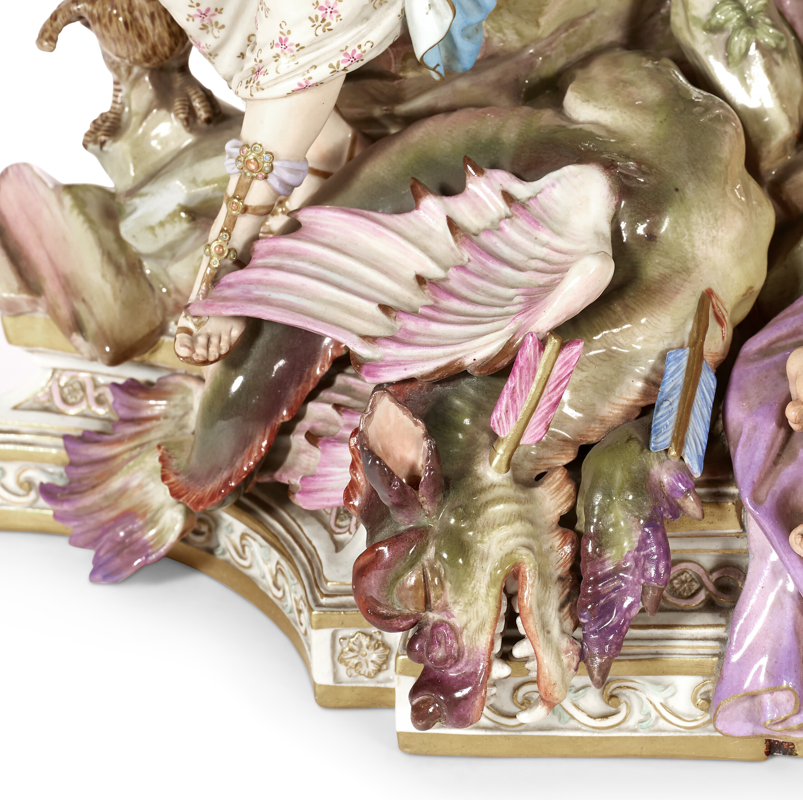 A LARGE PAIR OF MEISSEN PORCELAIN MYTHOLOGICAL FIGURE GROUPS