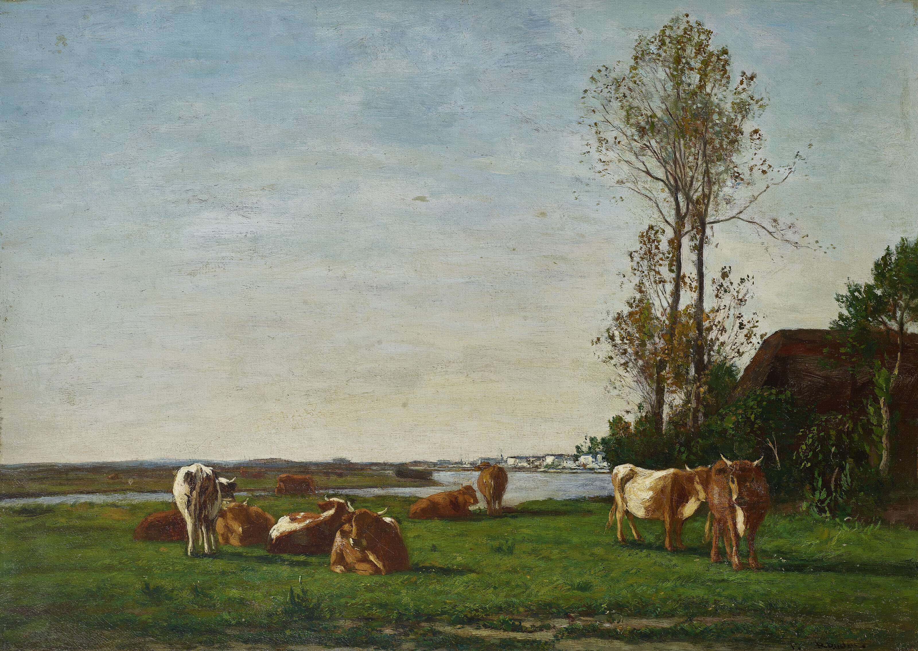EUGÈNE BOUDIN (FRENCH, 1824-1898), Chaumière et pâturage sur les bords de  la Touques | Christie's