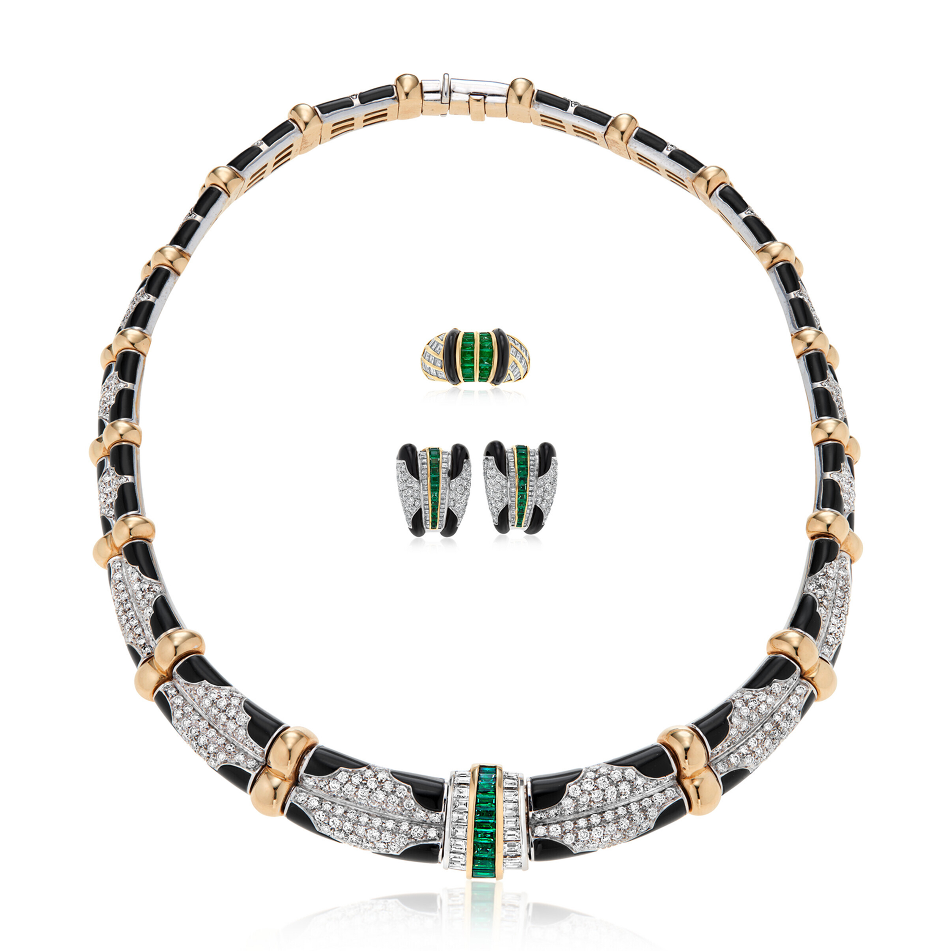 Catalog image of NO RESERVE | SUITE OF ONYX, DIAMOND AND EMERALD JEWELRY