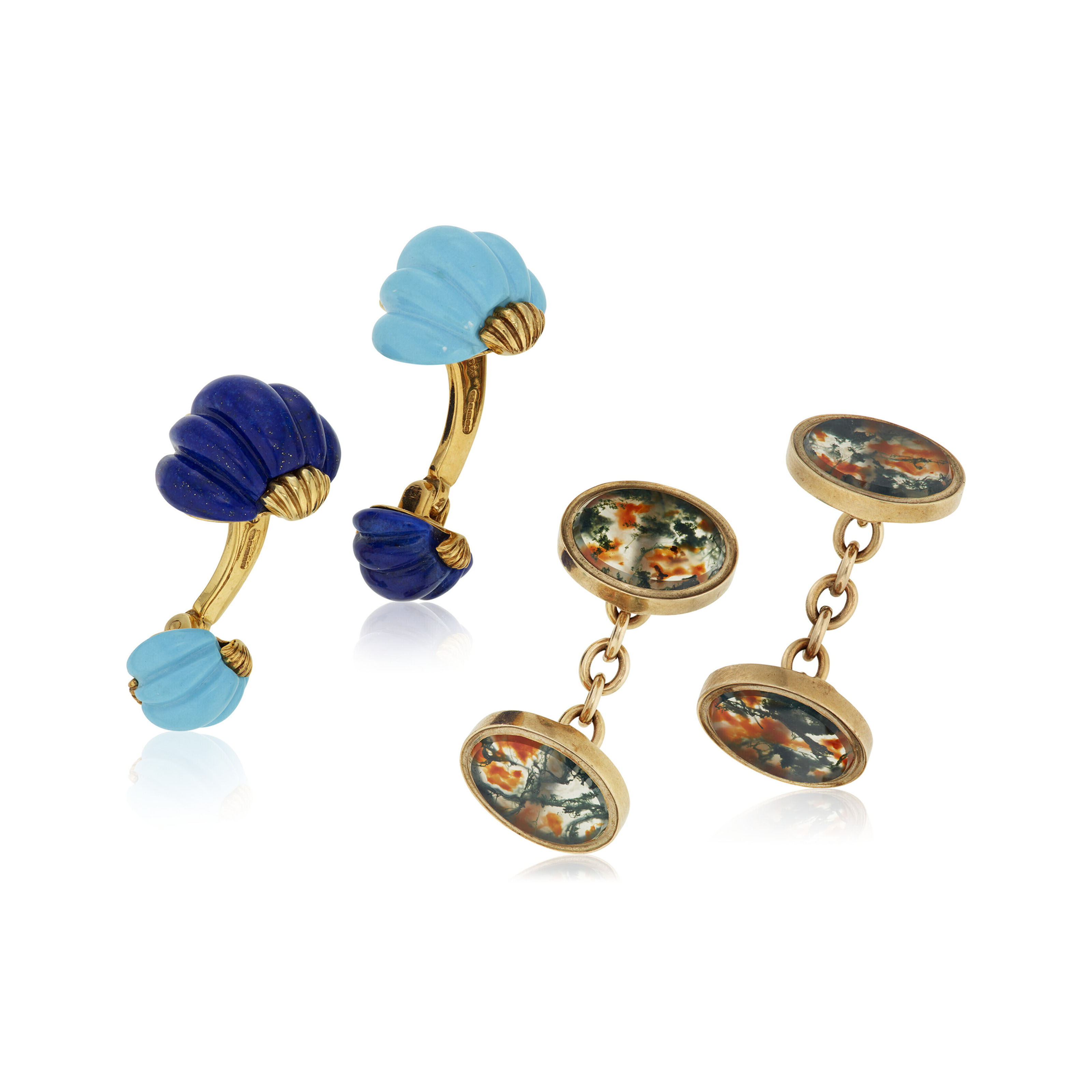 Catalog image of NO RESERVE | VERDURA LAPIS LAZULI & TURQUOISE CUFFLINKS AND DEAKIN & FRANCIS MO…