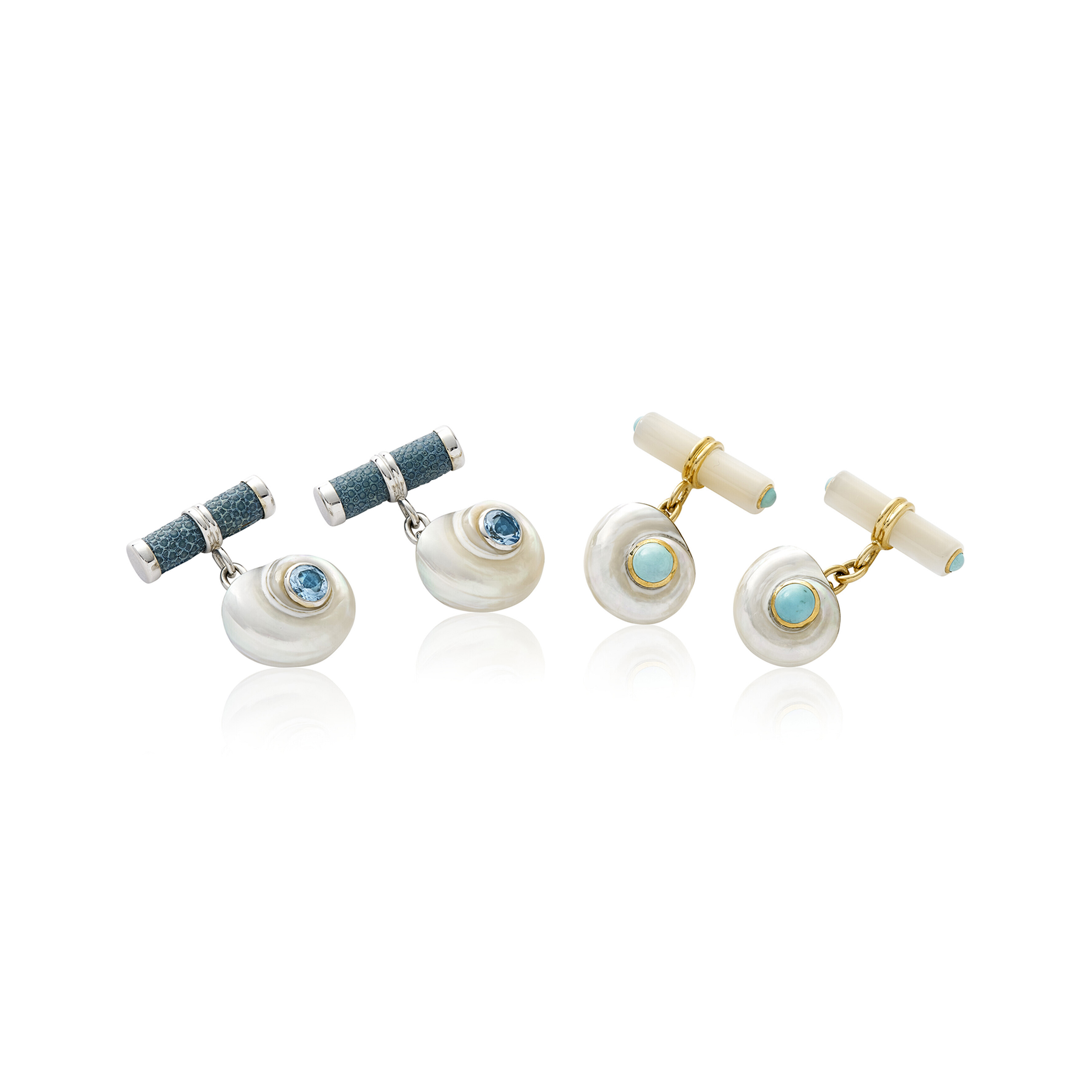 Catalog image of NO RESERVE | TRIANON TWO PAIRS OF MULTI-GEM CUFFLINKS