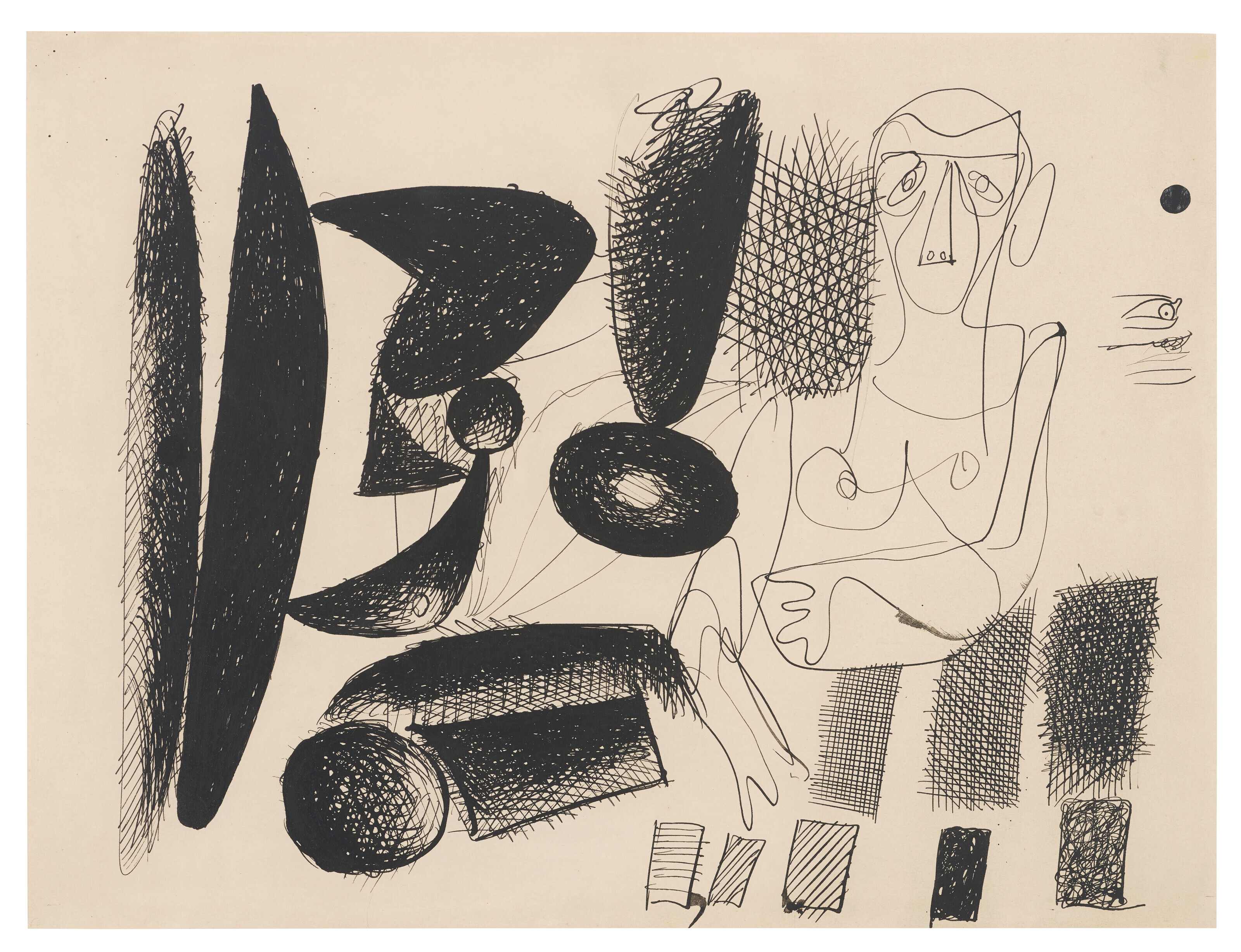 Catalog image of Untitled [Study, after Picasso’s “Carnet Dinard”] and [Standing Female Figure a…