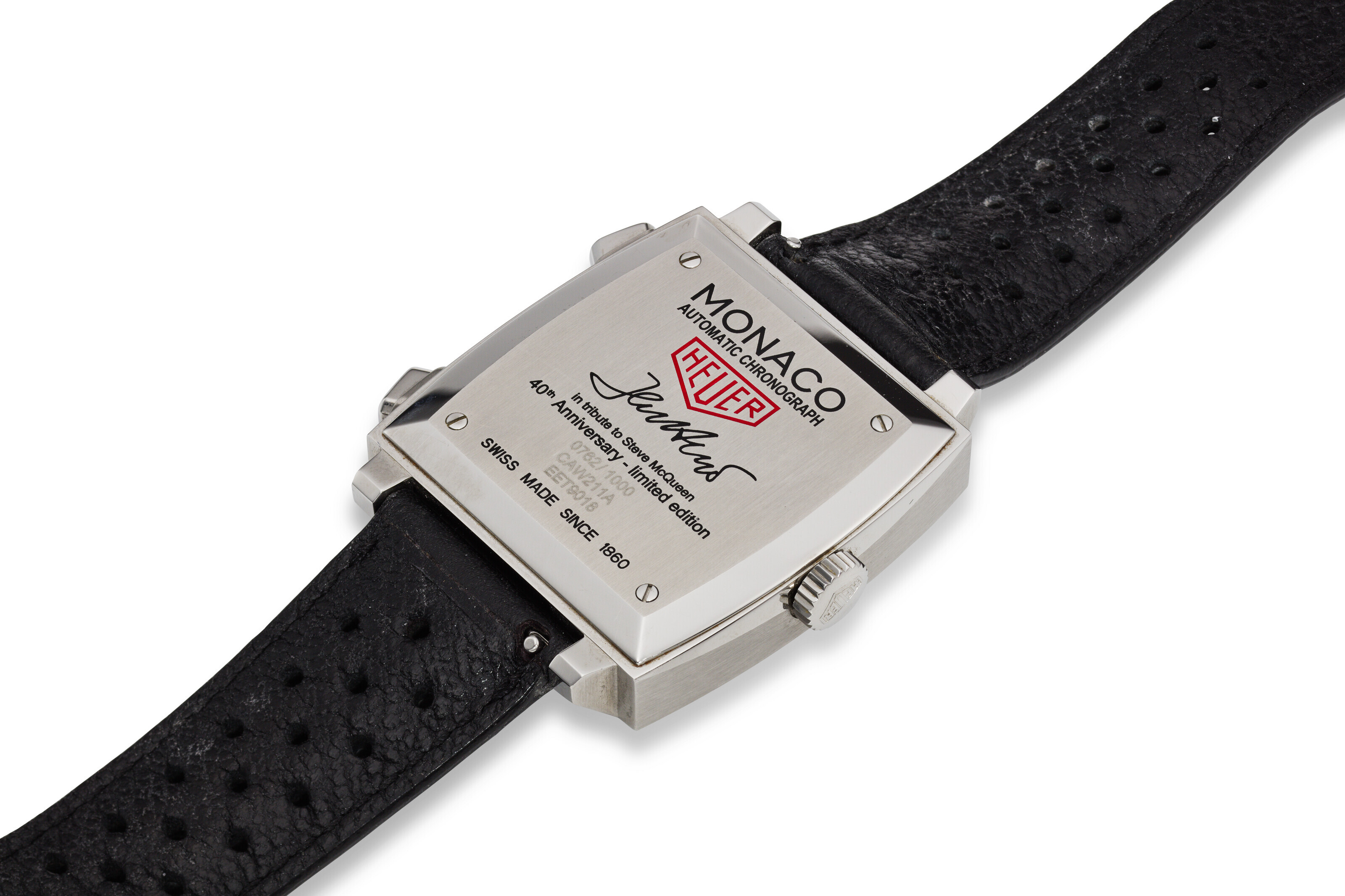 TAG HEUER REF. CAW211A.EB0026 MONACO STEVE MCQUEEN 40th ANNIVERSARY A STEEL DESTRO LIMITED EDITION CHRONOGRAPH WRISTWATCH WITH DATE NUMBERED 762 OUT OF 1000 EXAMPLES Christie s
