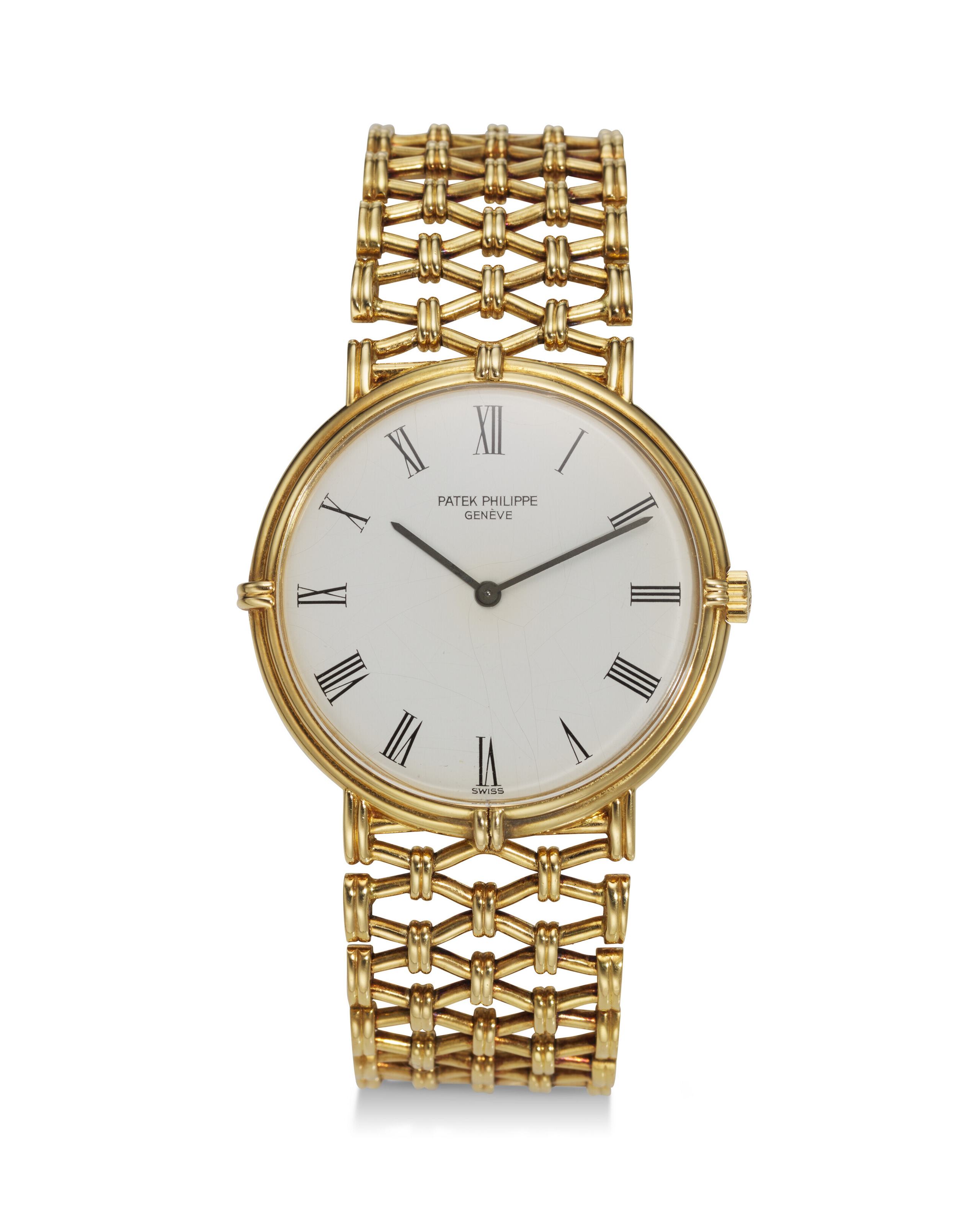 PATEK PHILIPPE REF. 3821 1 CALATRAVA A VERY RARE 18K YELLOW GOLD BRACELET WATCH